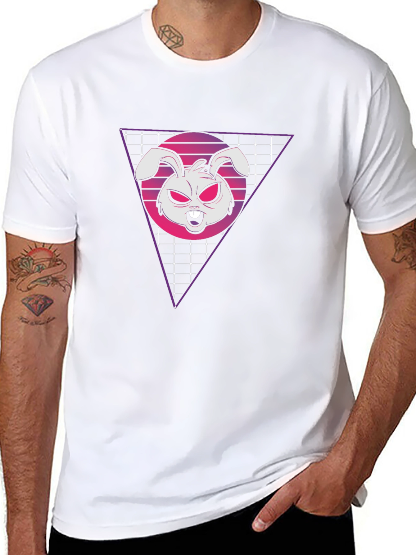 Retro Rabbit Graphic T-Shirt - Black