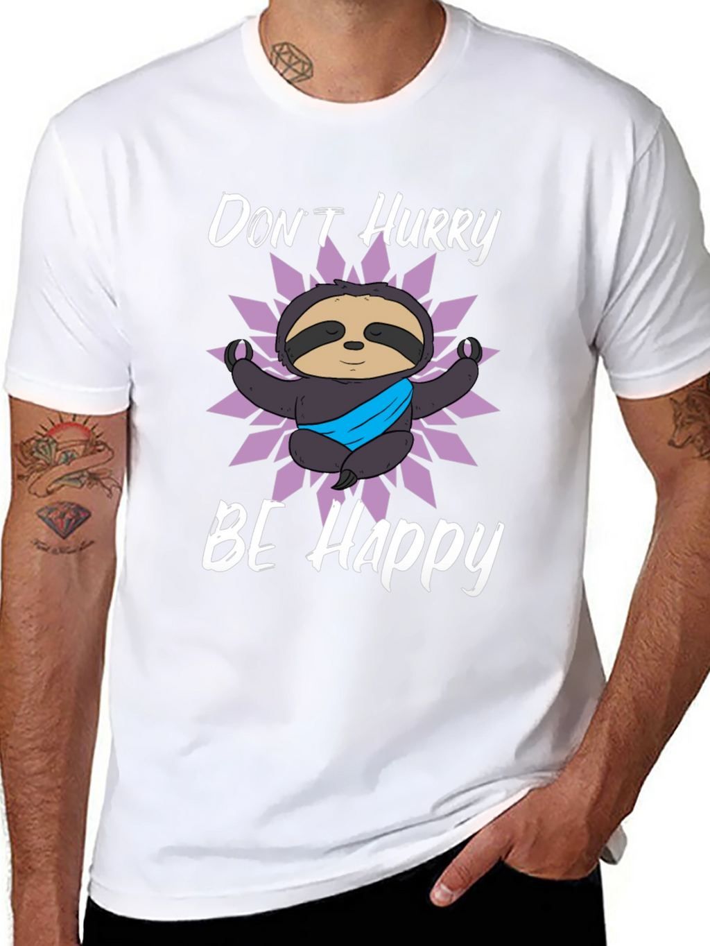 Dont Hurry Be Happy Sloth Graphic T-Shirt
