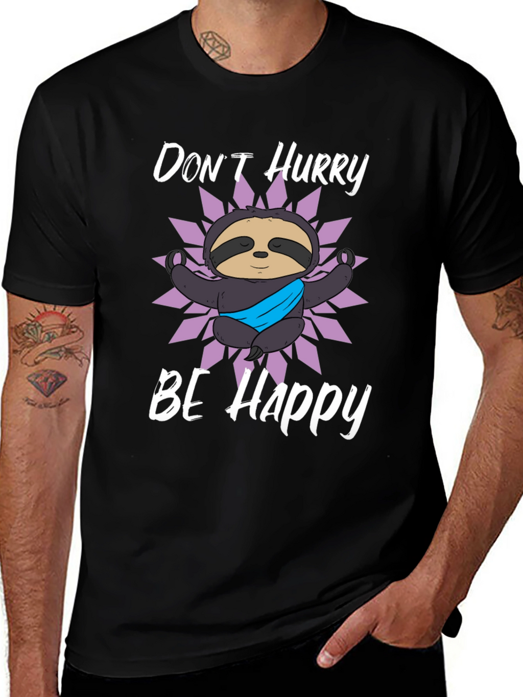 Dont Hurry Be Happy Sloth Graphic T-Shirt