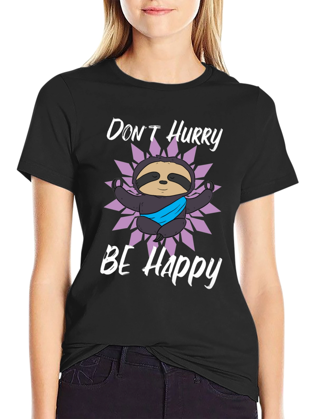 Dont Hurry Be Happy Sloth Graphic T-Shirt