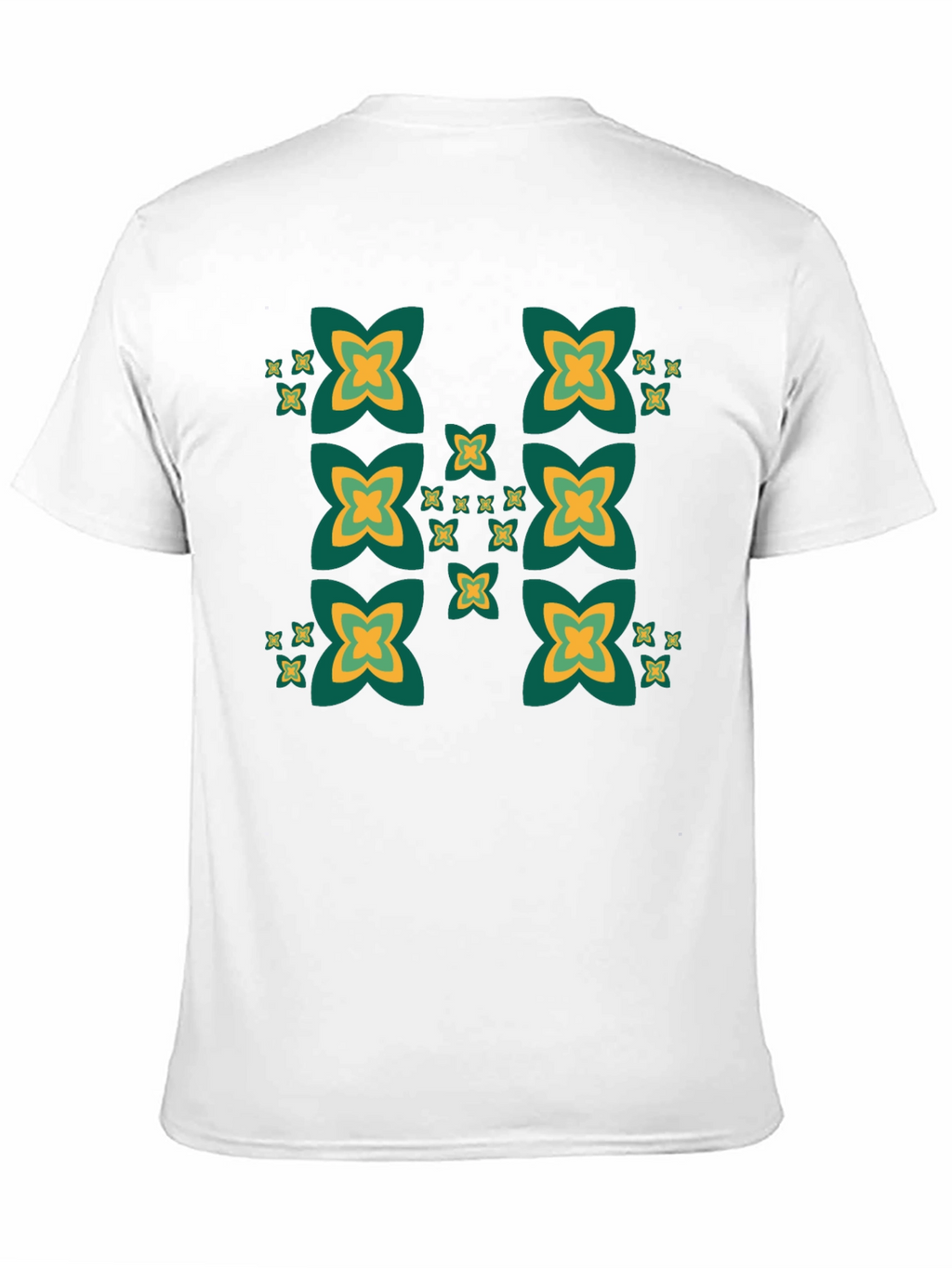 Black Tee with Geometric Clover Pattern