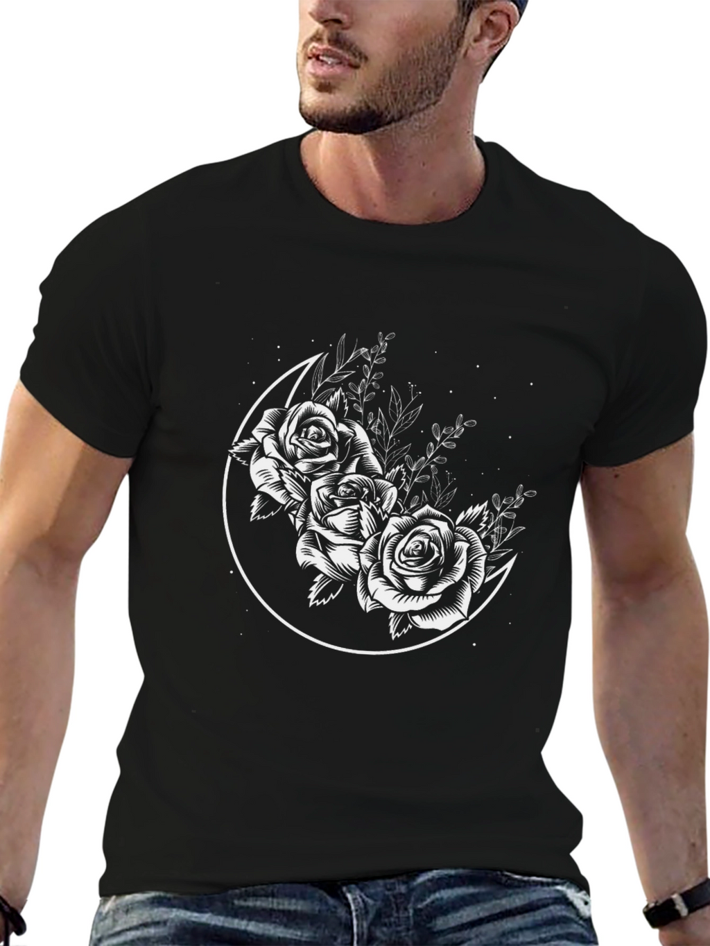 Moon Rose Graphic Tee - Black