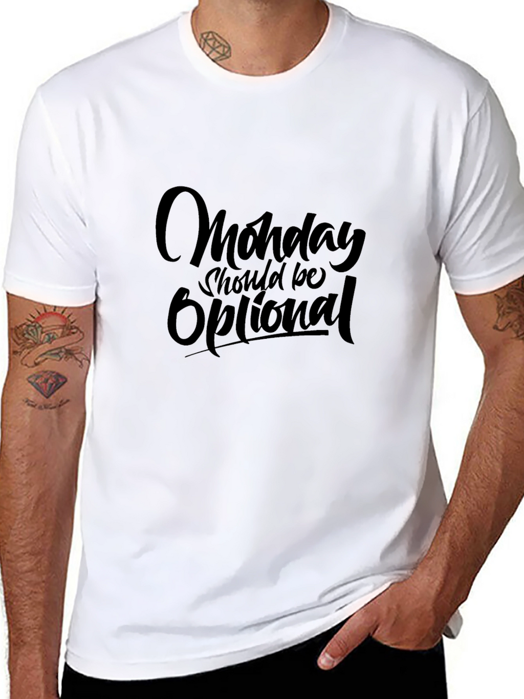Monday Should Be Optional Black Graphic Tee