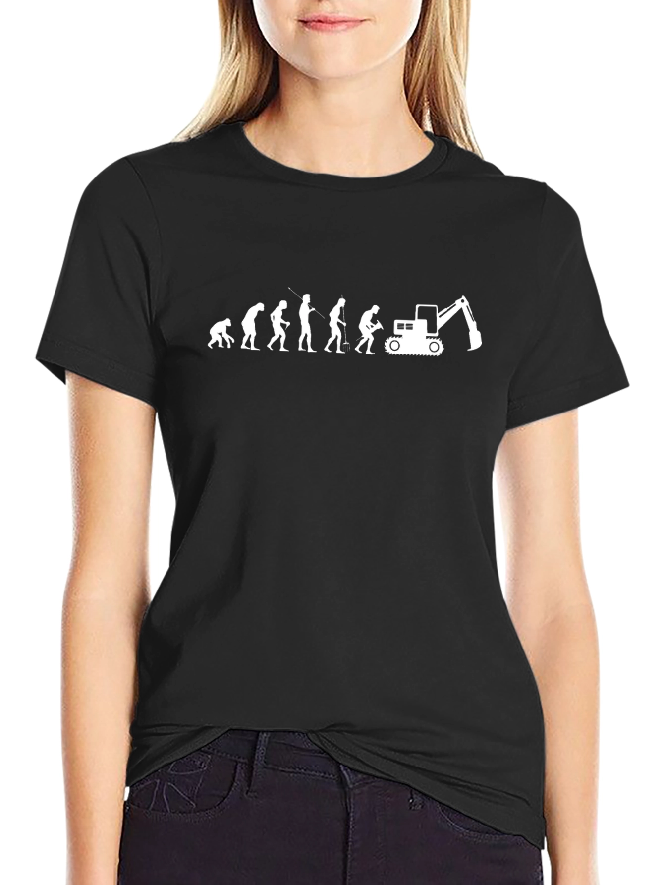 Evolution of Excavator Operator T-Shirt - Black