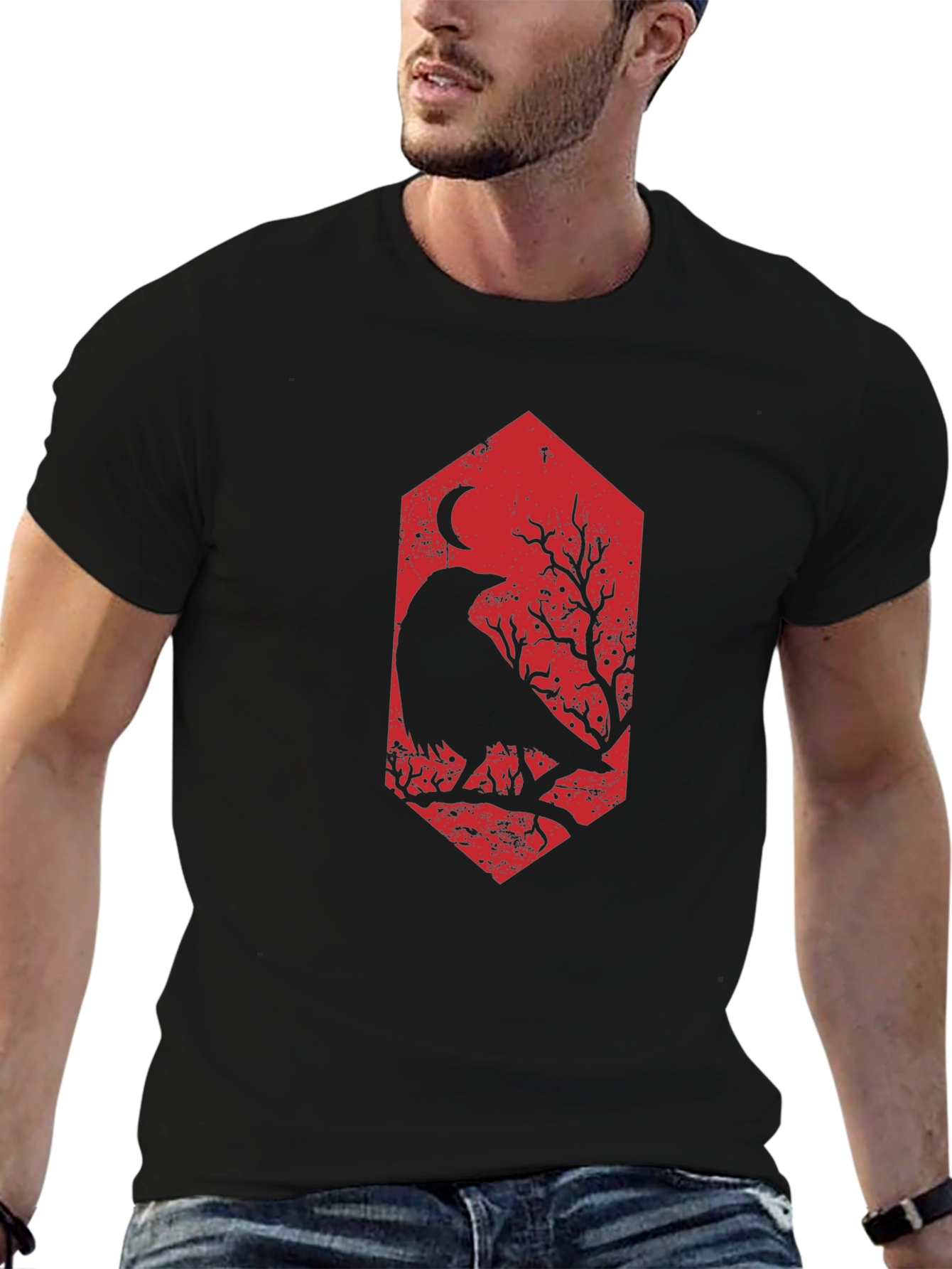 Raven Moon Graphic Tee - Mens Black T-Shirt