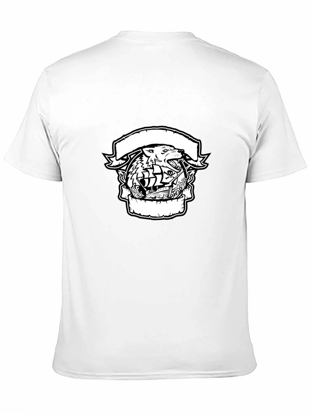 Wolf & Ship Graphic Black T-Shirt