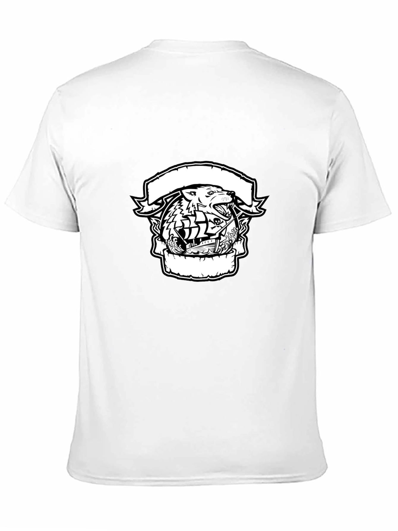 Wolf & Ship Graphic Black T-Shirt