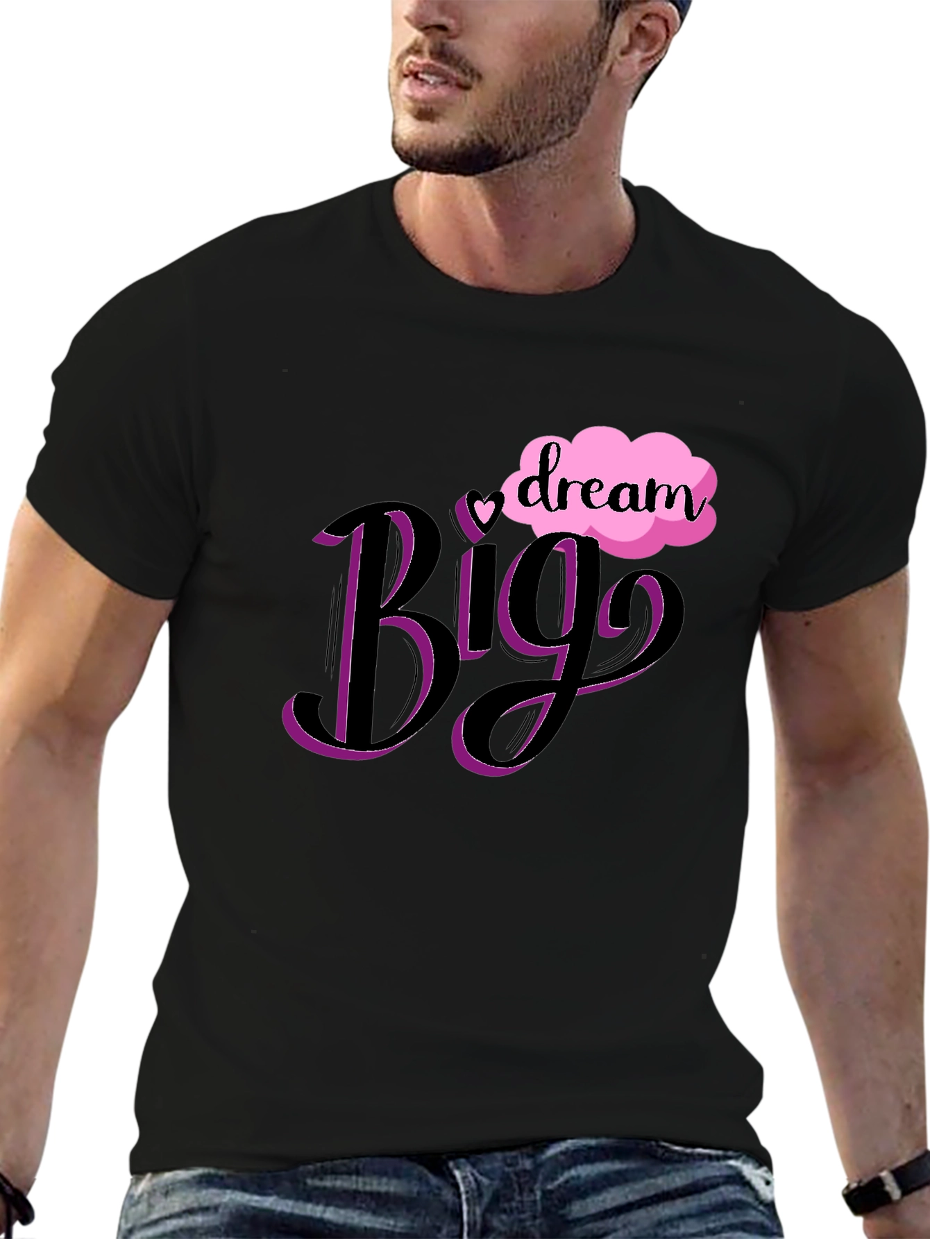 Dream Big Graphic Tee - Black Cotton T-Shirt