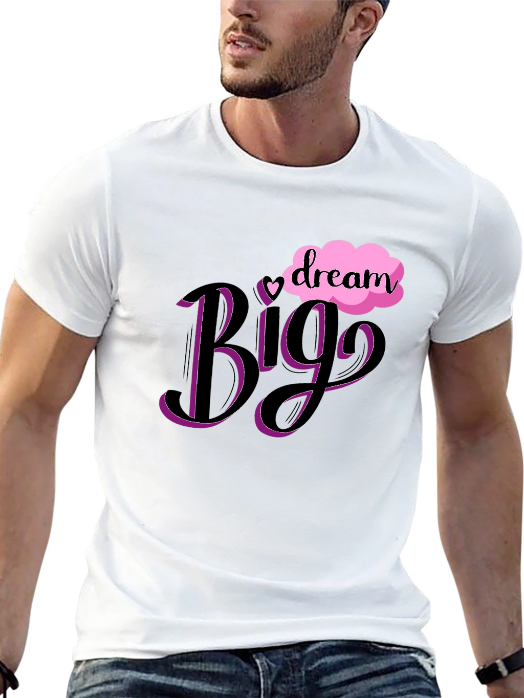 Dream Big Graphic Tee - Black Cotton T-Shirt
