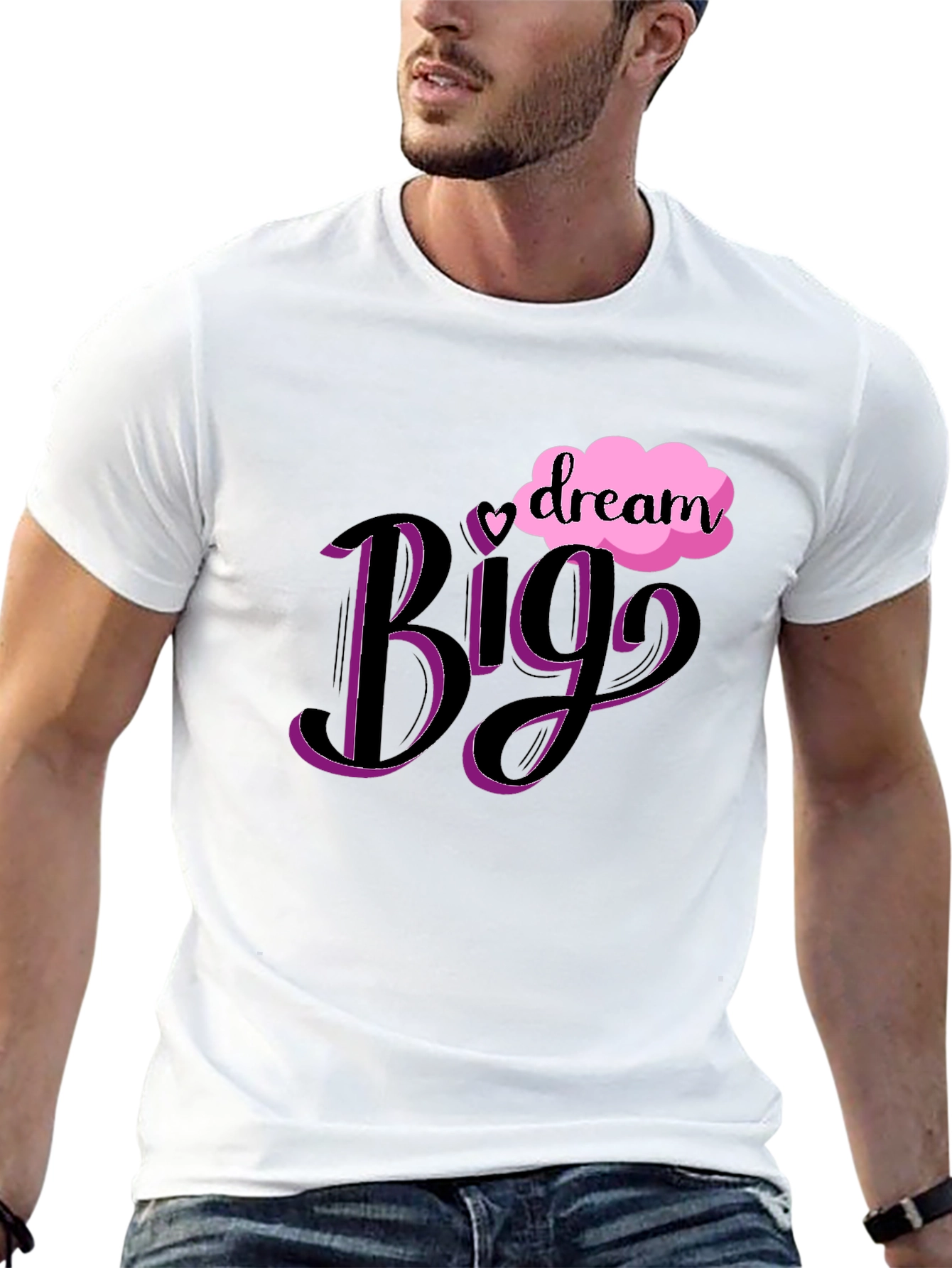 Dream Big Graphic Tee - Black Cotton T-Shirt