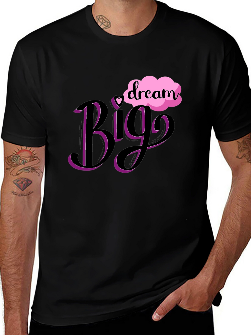 Dream Big Graphic Tee - Black Cotton T-Shirt