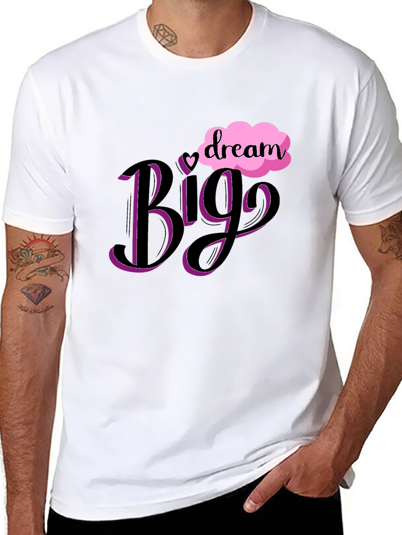 Dream Big Graphic Tee - Black Cotton T-Shirt