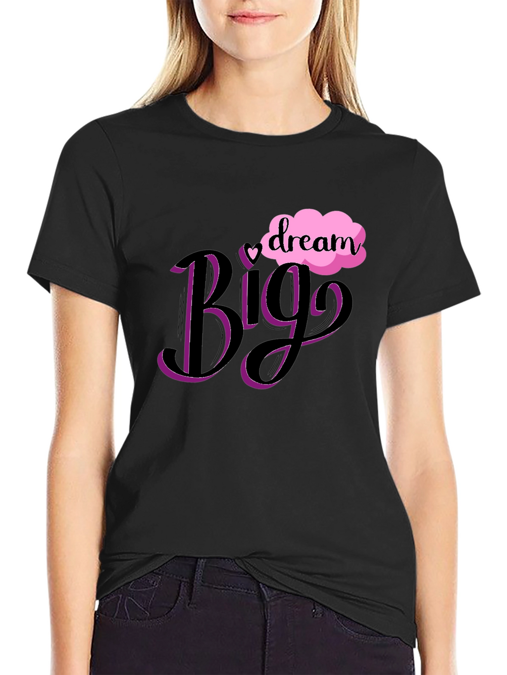 Dream Big Graphic Tee - Black Cotton T-Shirt