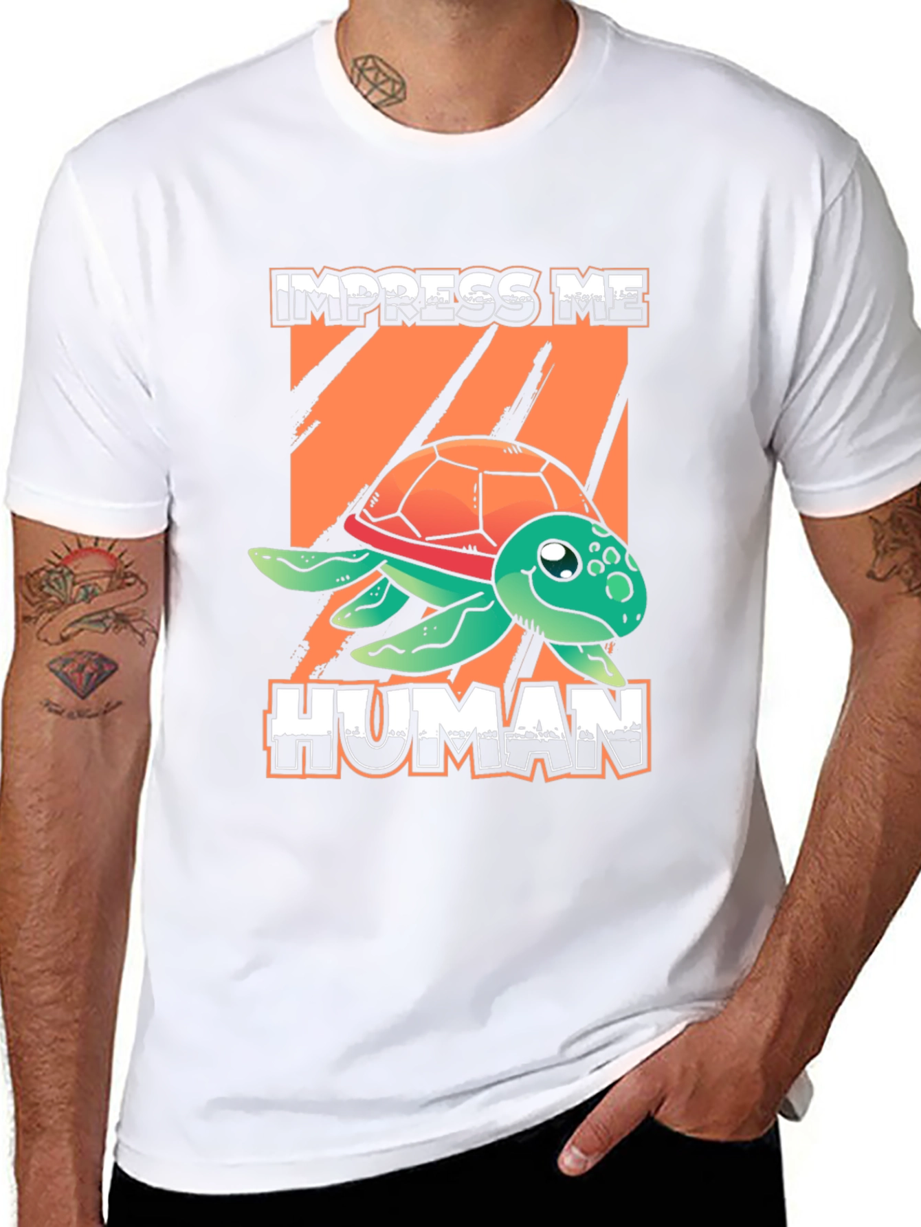 Impress Me Human Turtle Graphic T-Shirt