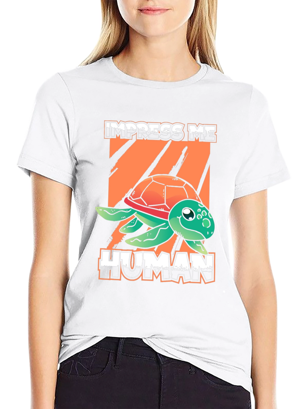 Impress Me Human Turtle Graphic T-Shirt