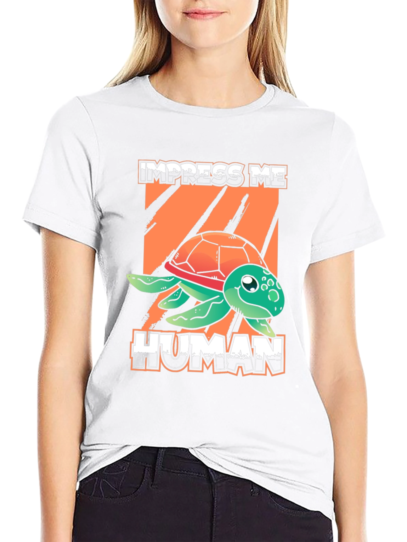 Impress Me Human Turtle Graphic T-Shirt