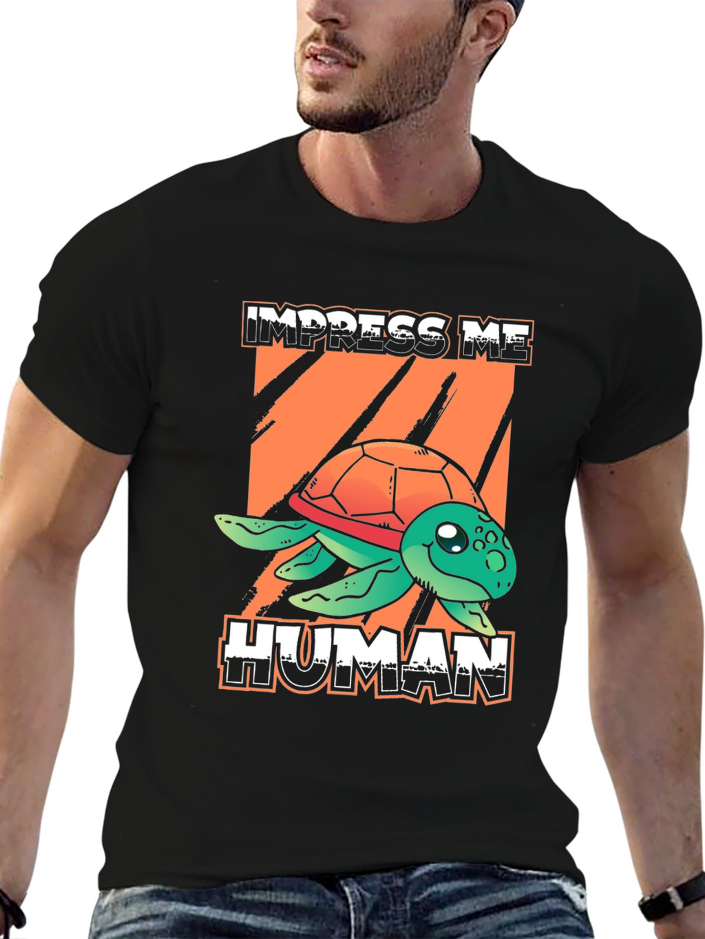 Impress Me Human Turtle Graphic T-Shirt