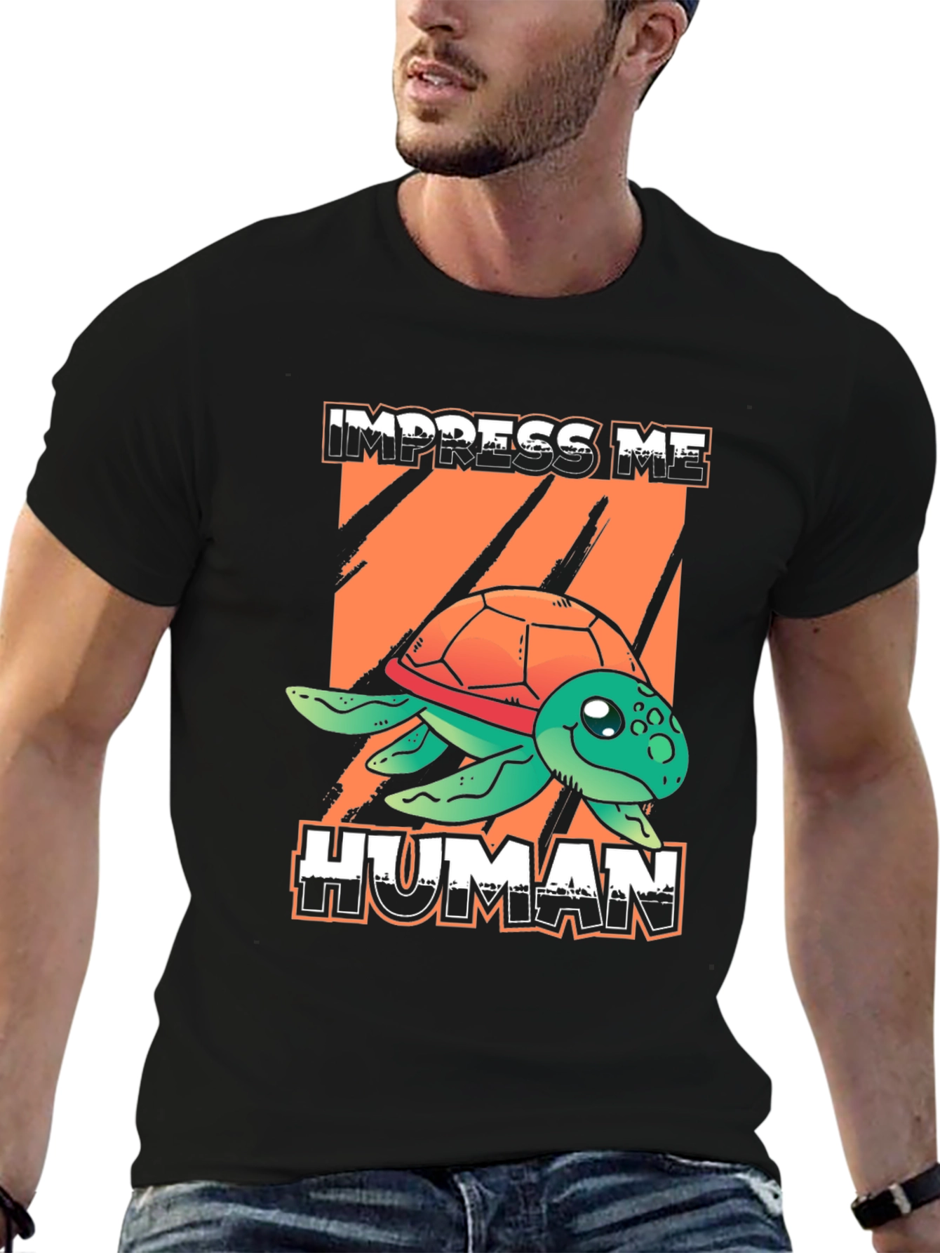 Impress Me Human Turtle Graphic T-Shirt