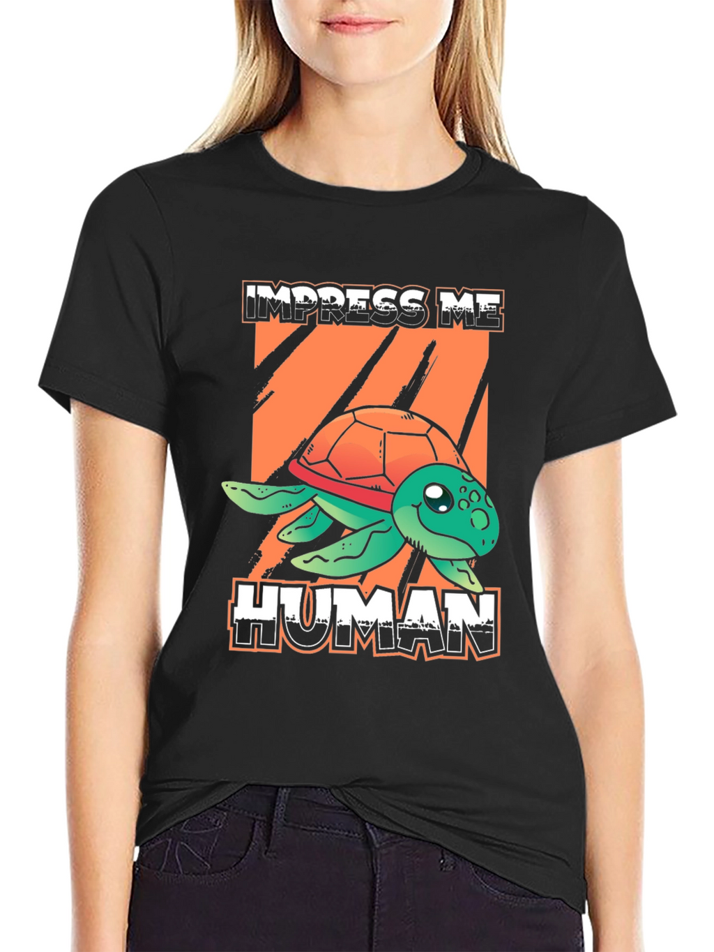 Impress Me Human Turtle Graphic T-Shirt