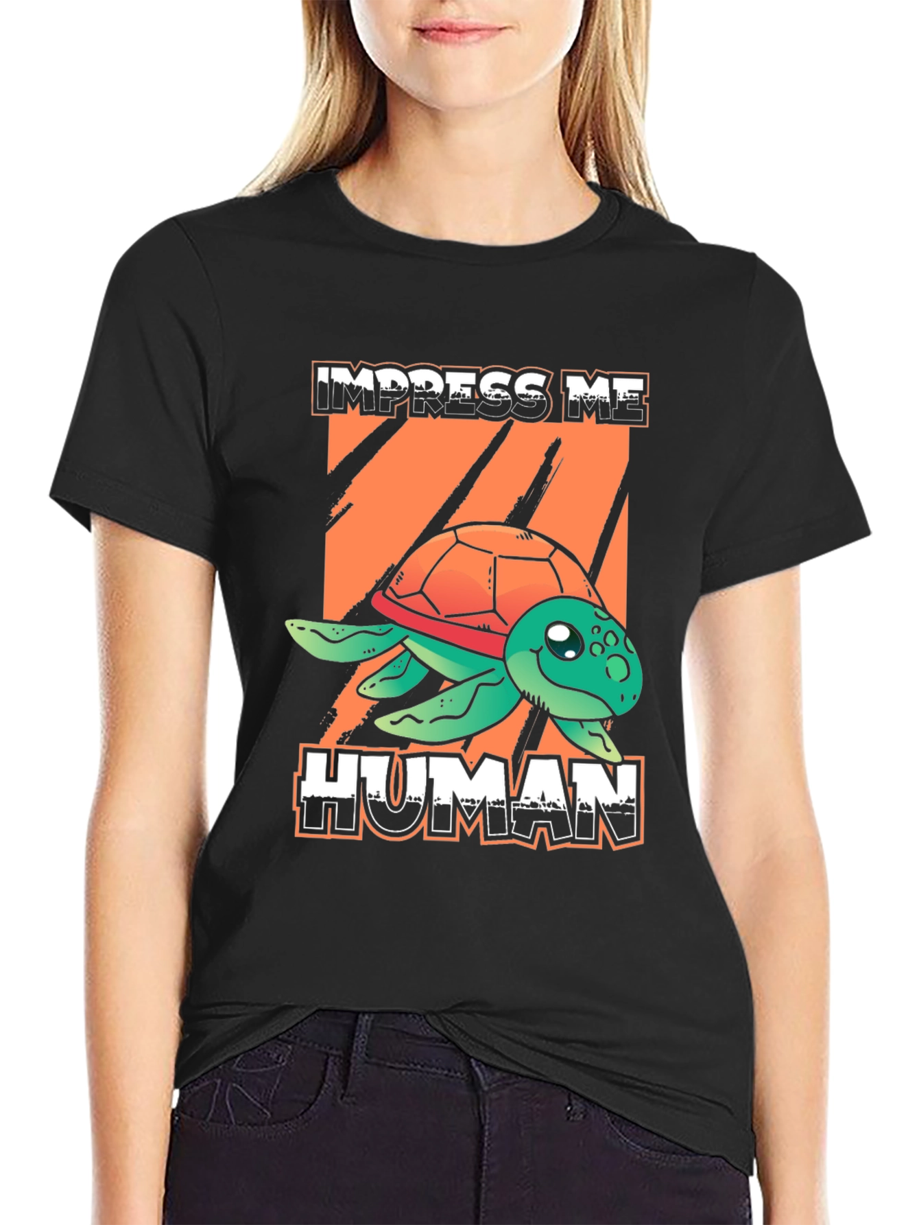 Impress Me Human Turtle Graphic T-Shirt