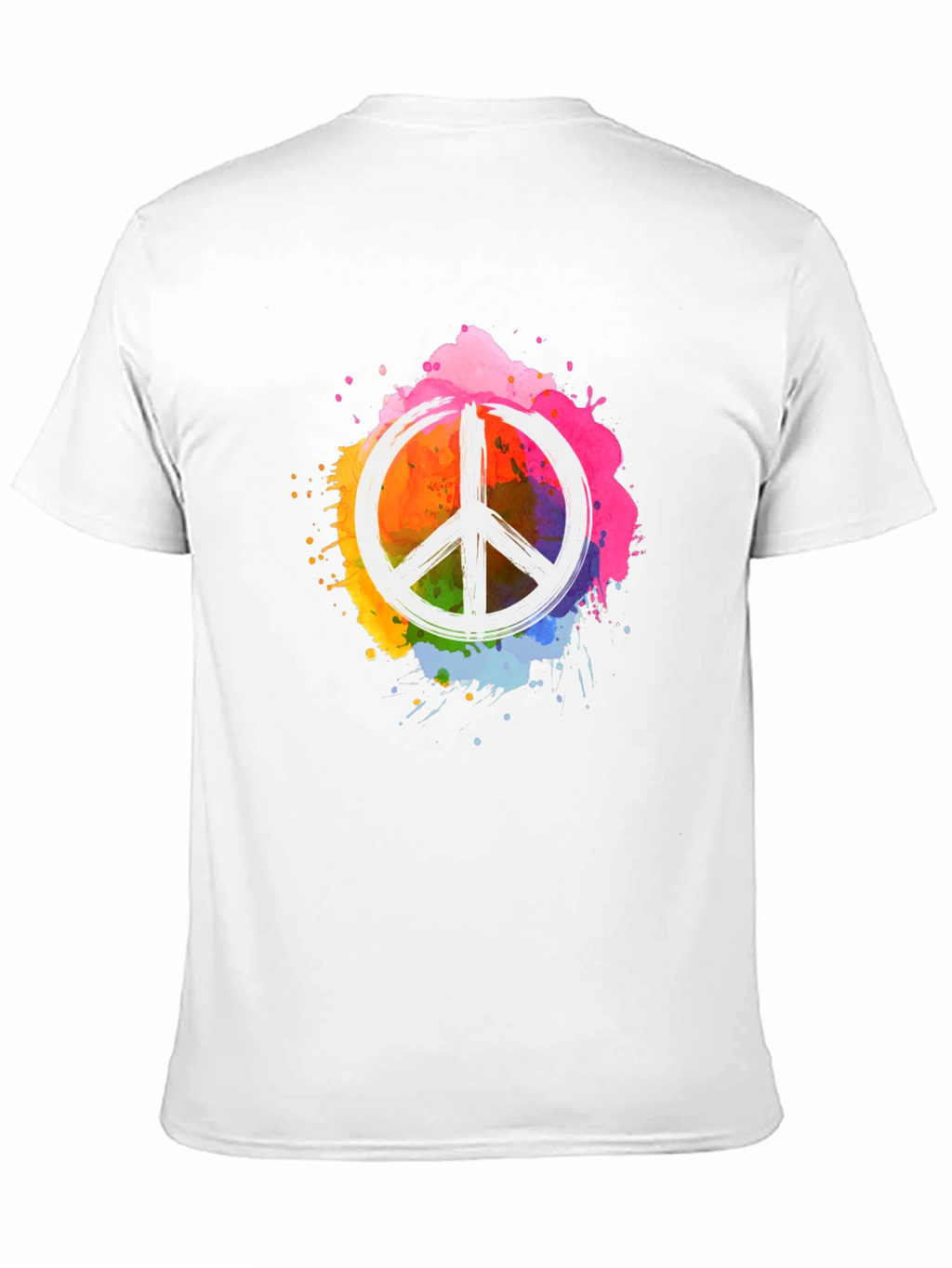 Peace Sign Rainbow Splatter Black T-Shirt