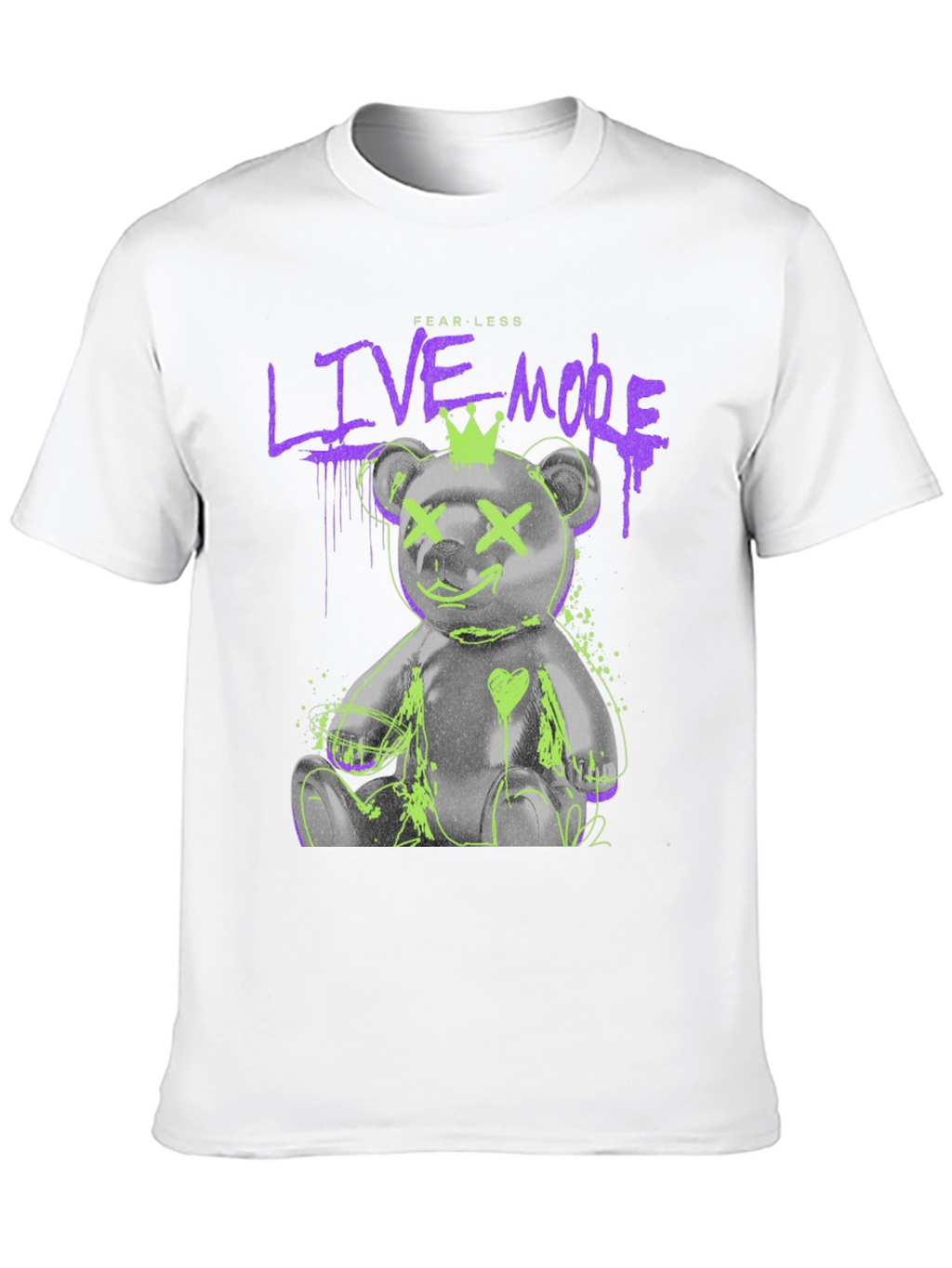 Fearless Live More Bear Graphic T-Shirt