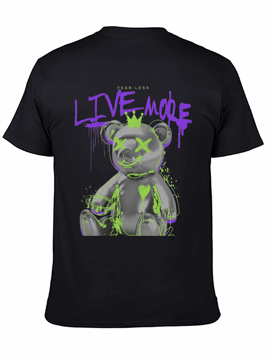 Fearless Live More Bear Graphic T-Shirt