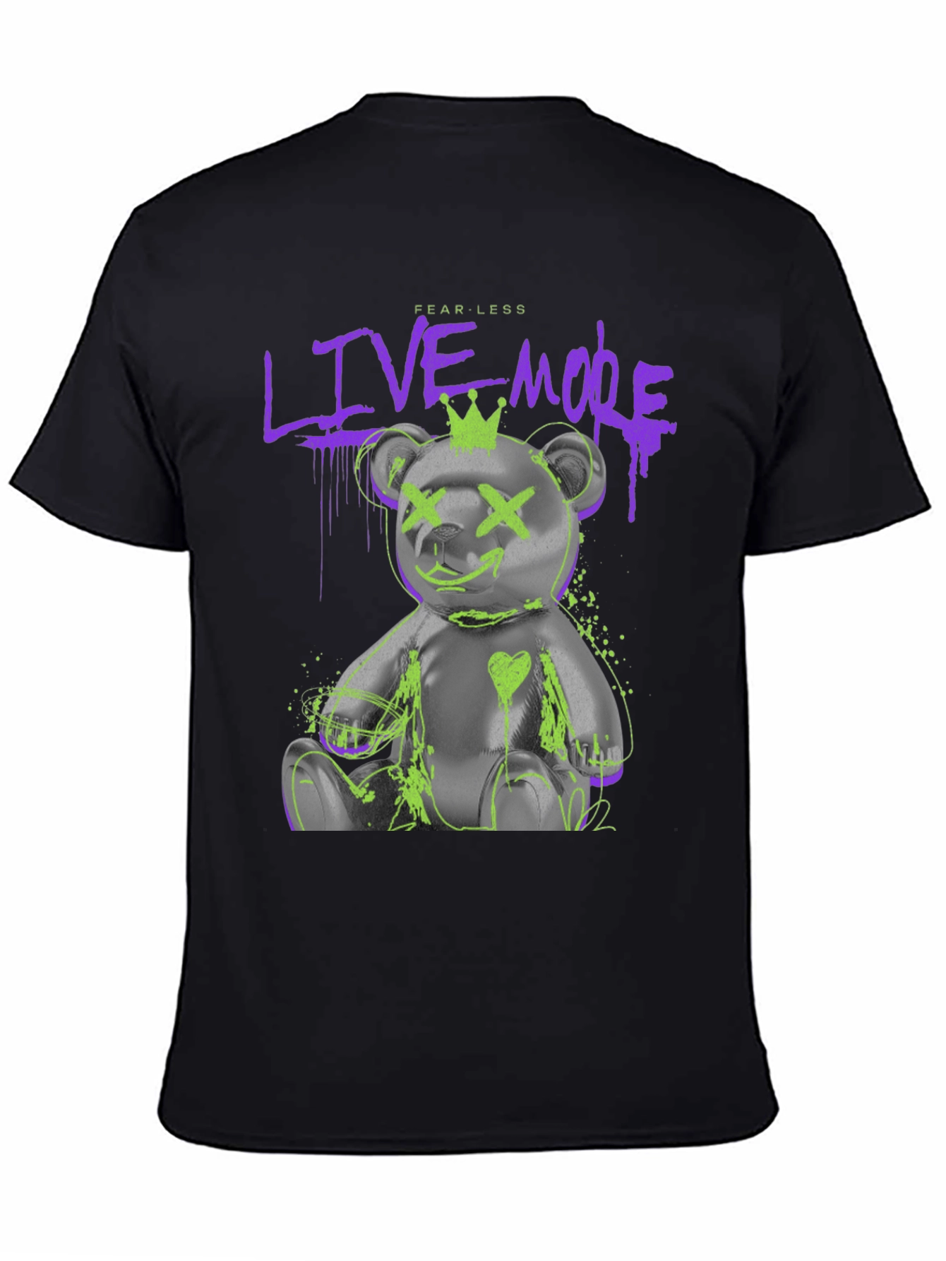 Fearless Live More Bear Graphic T-Shirt