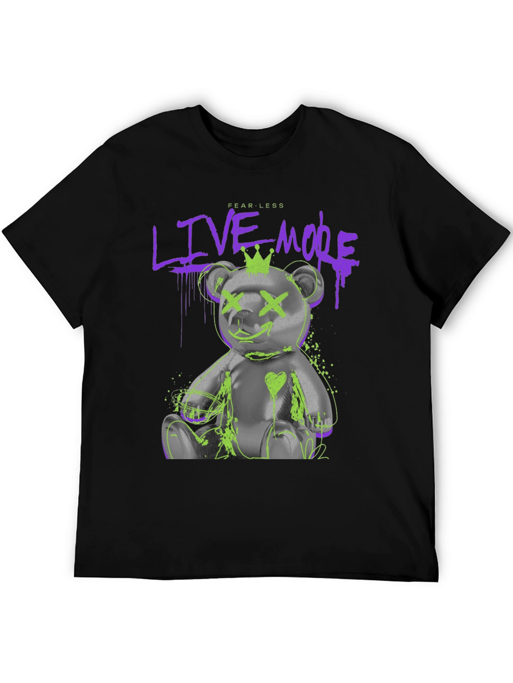 Fearless Live More Bear Graphic T-Shirt