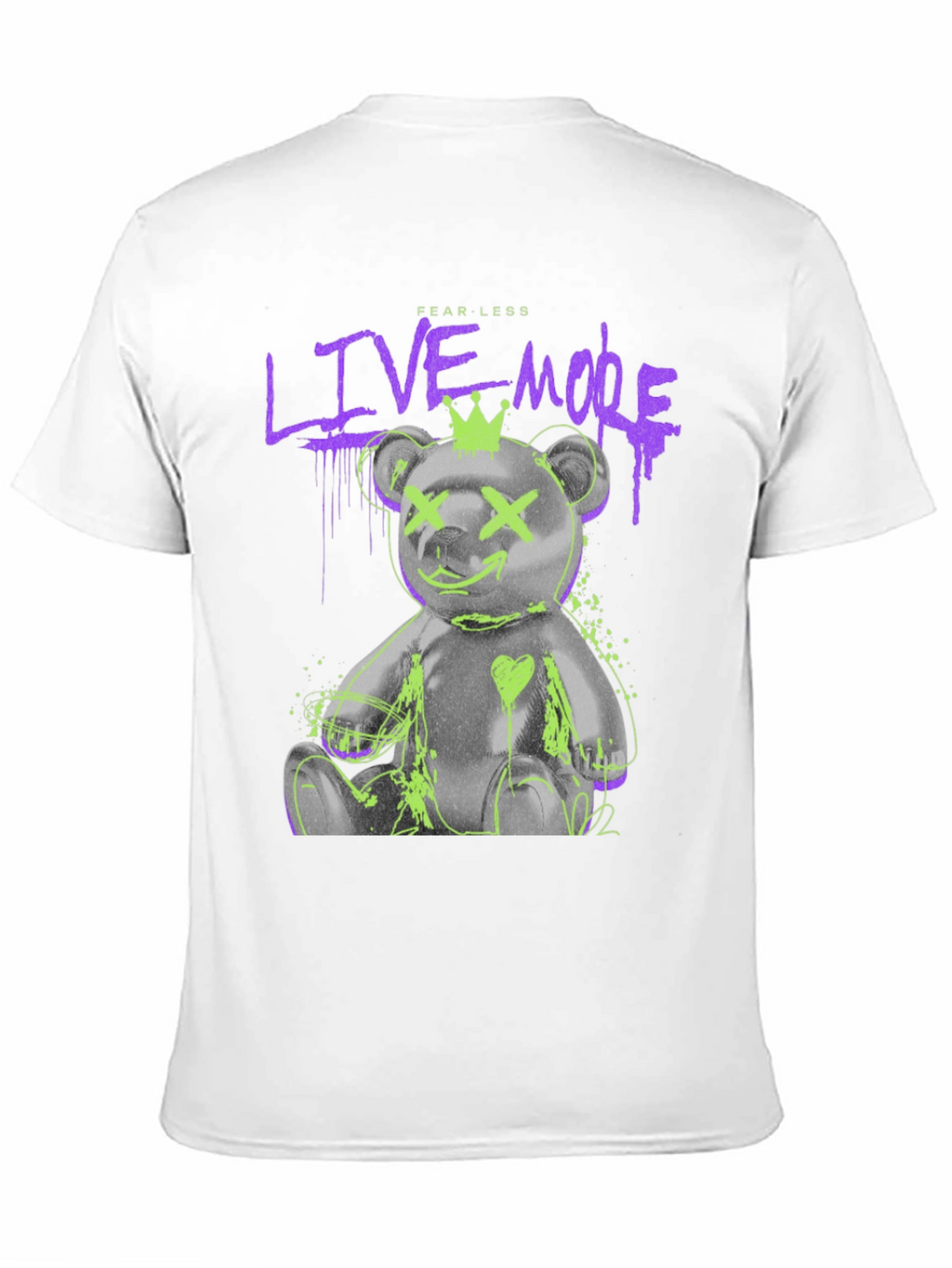 Fearless Live More Bear Graphic T-Shirt