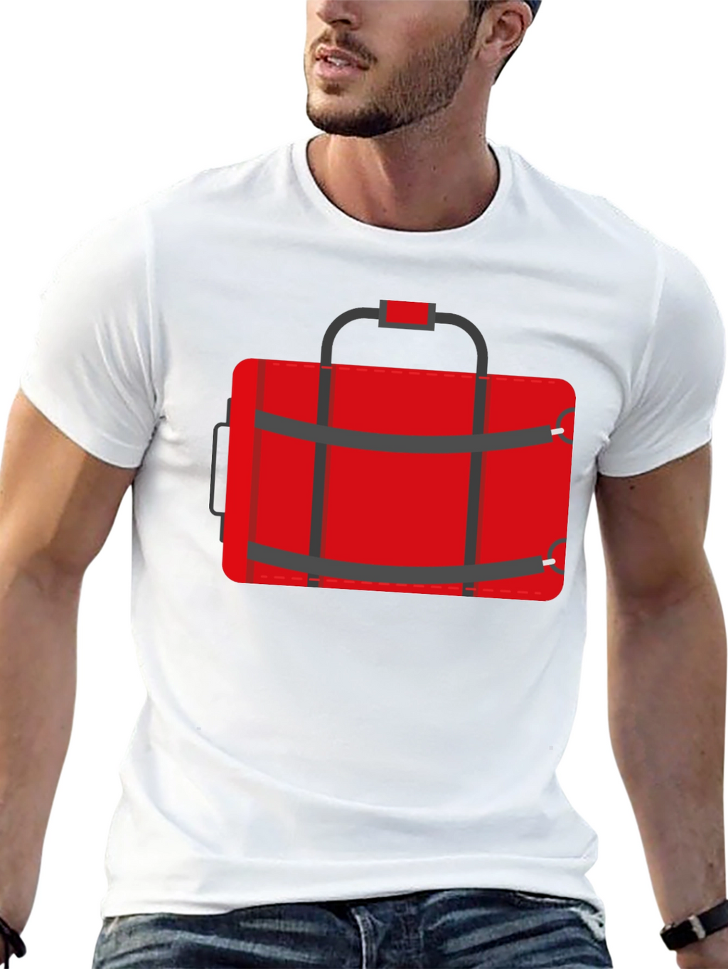 Red Duffle Bag Graphic T-Shirt - Casual Style