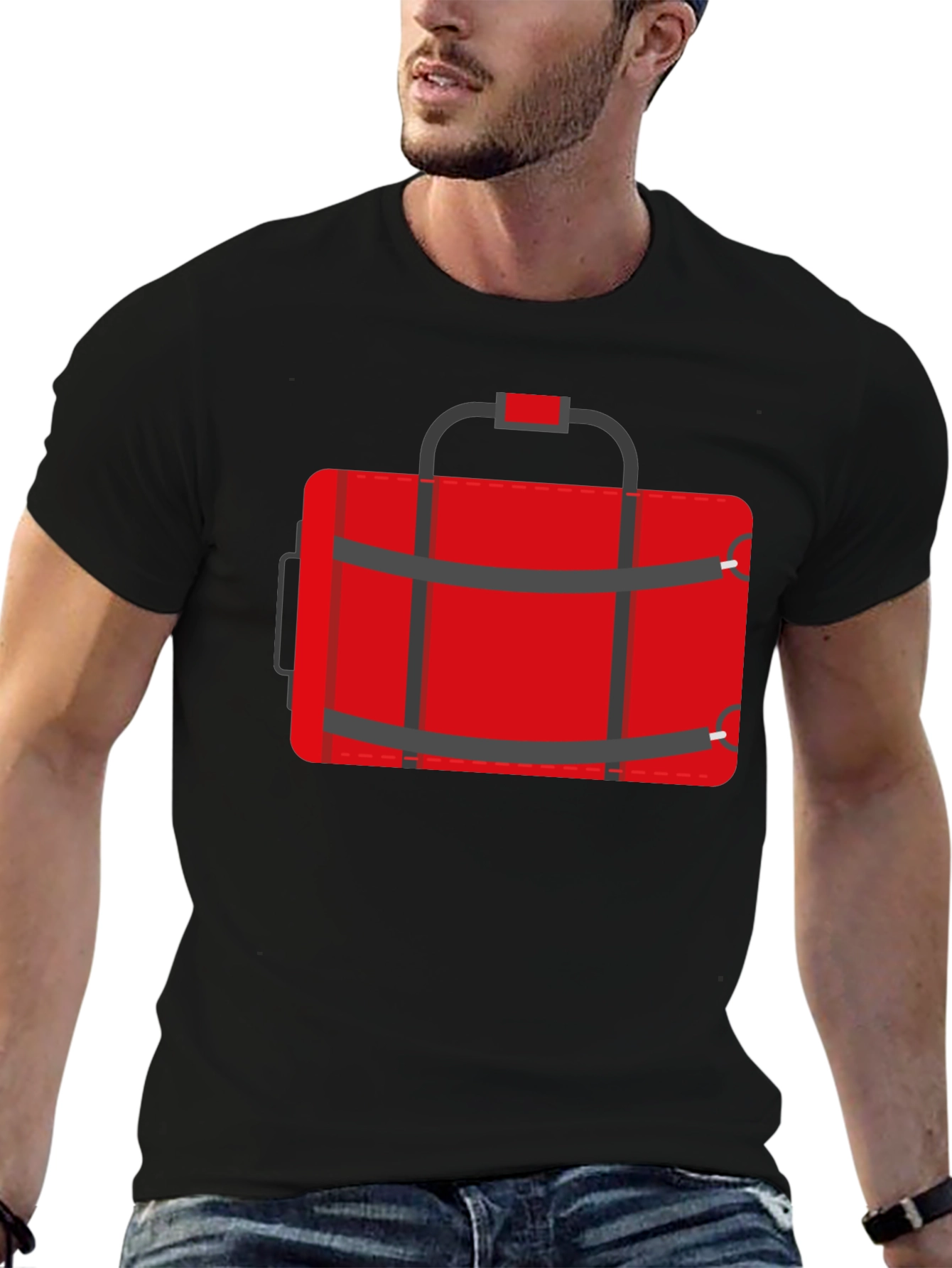 Red Duffle Bag Graphic T-Shirt - Casual Style