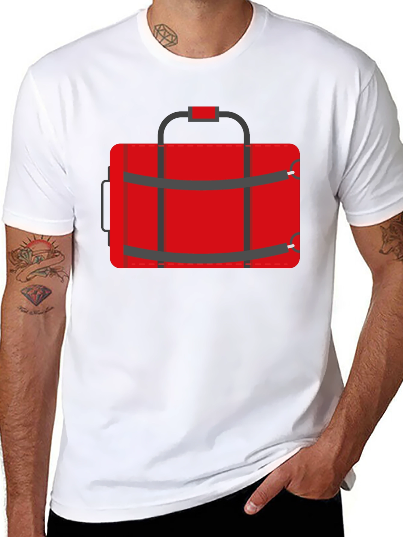 Red Duffle Bag Graphic T-Shirt - Casual Style