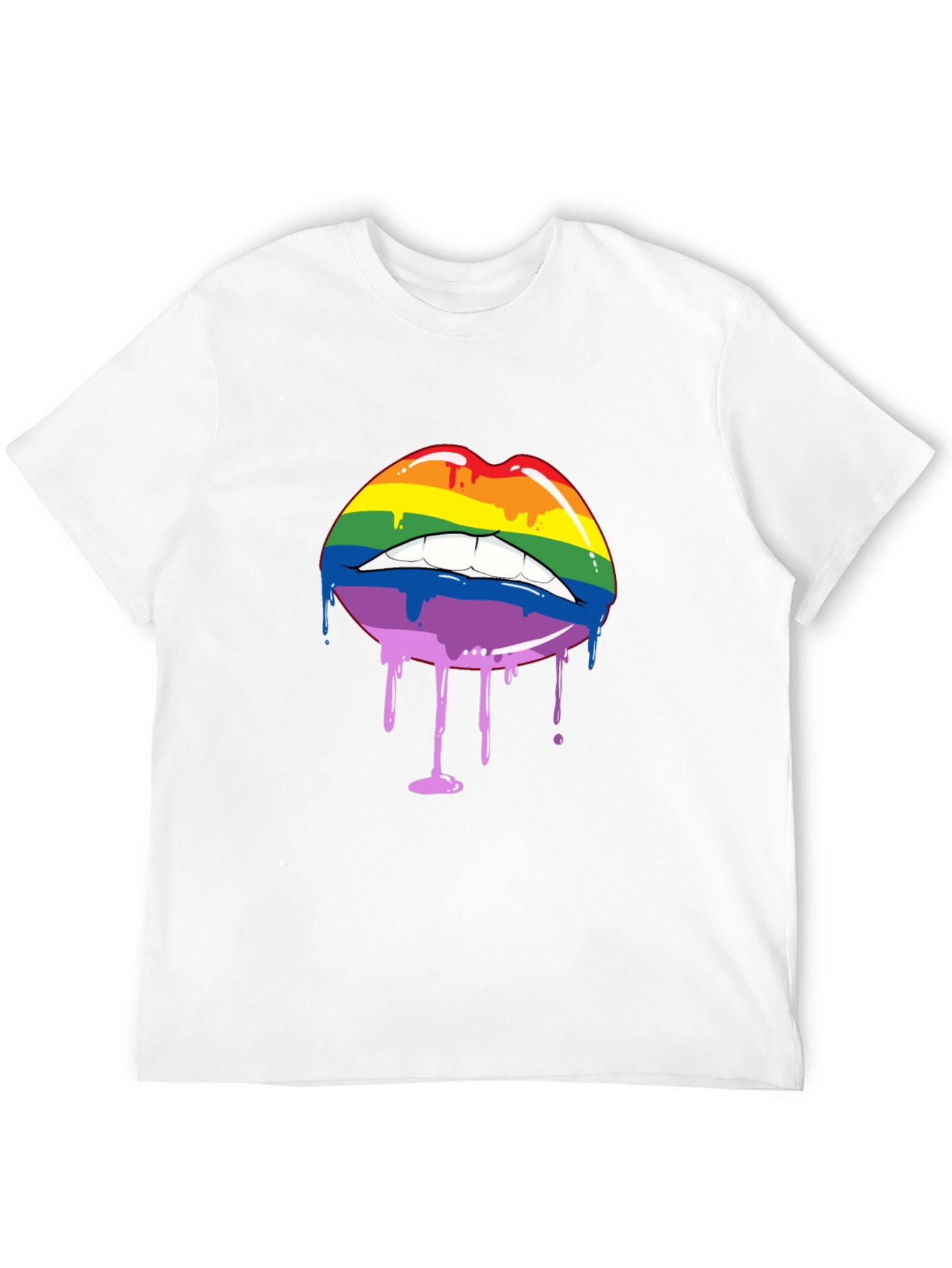 Rainbow Lips Drip Graphic Tee - Pride Shirt
