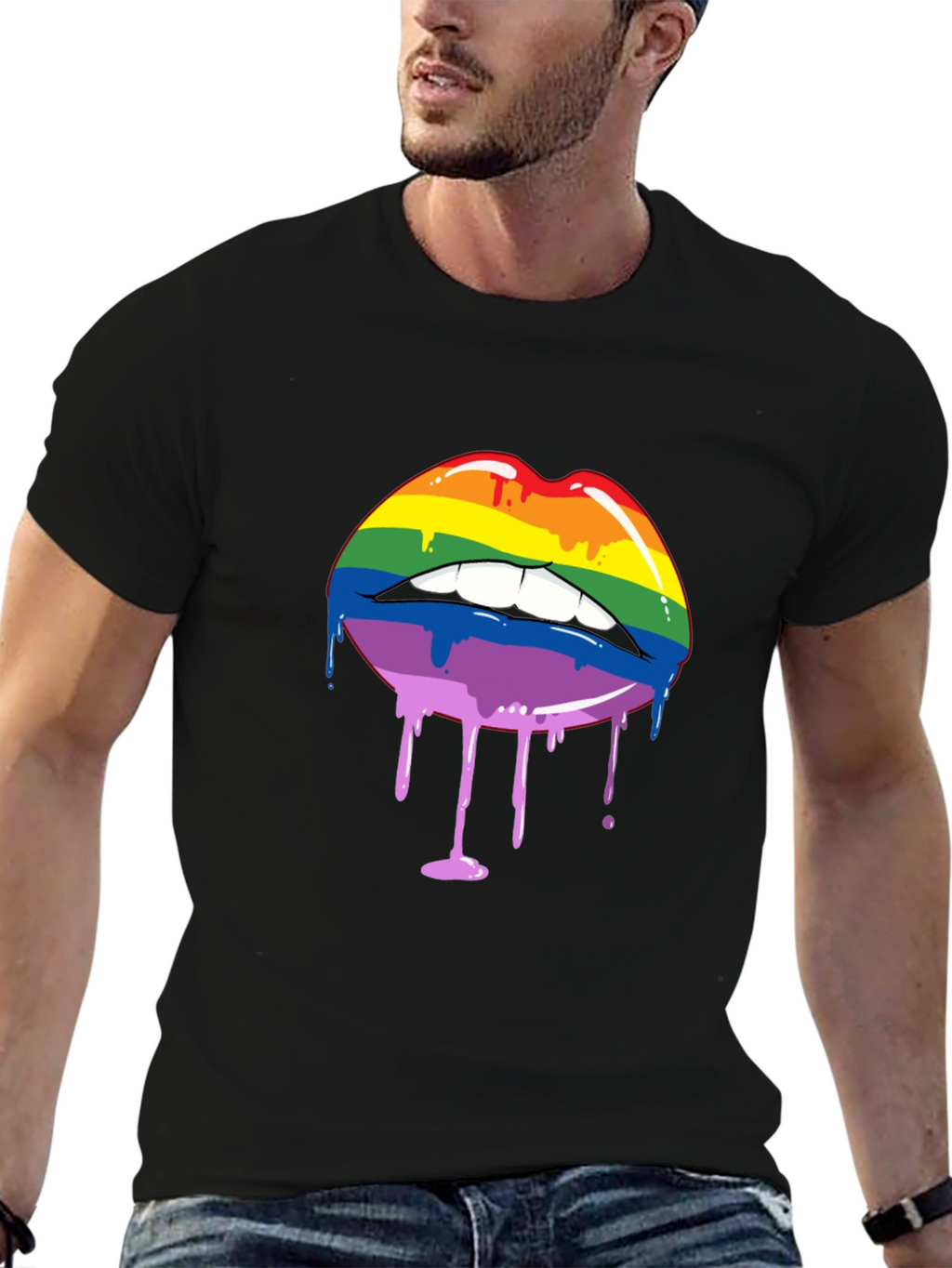 Rainbow Lips Drip Graphic Tee - Pride Shirt