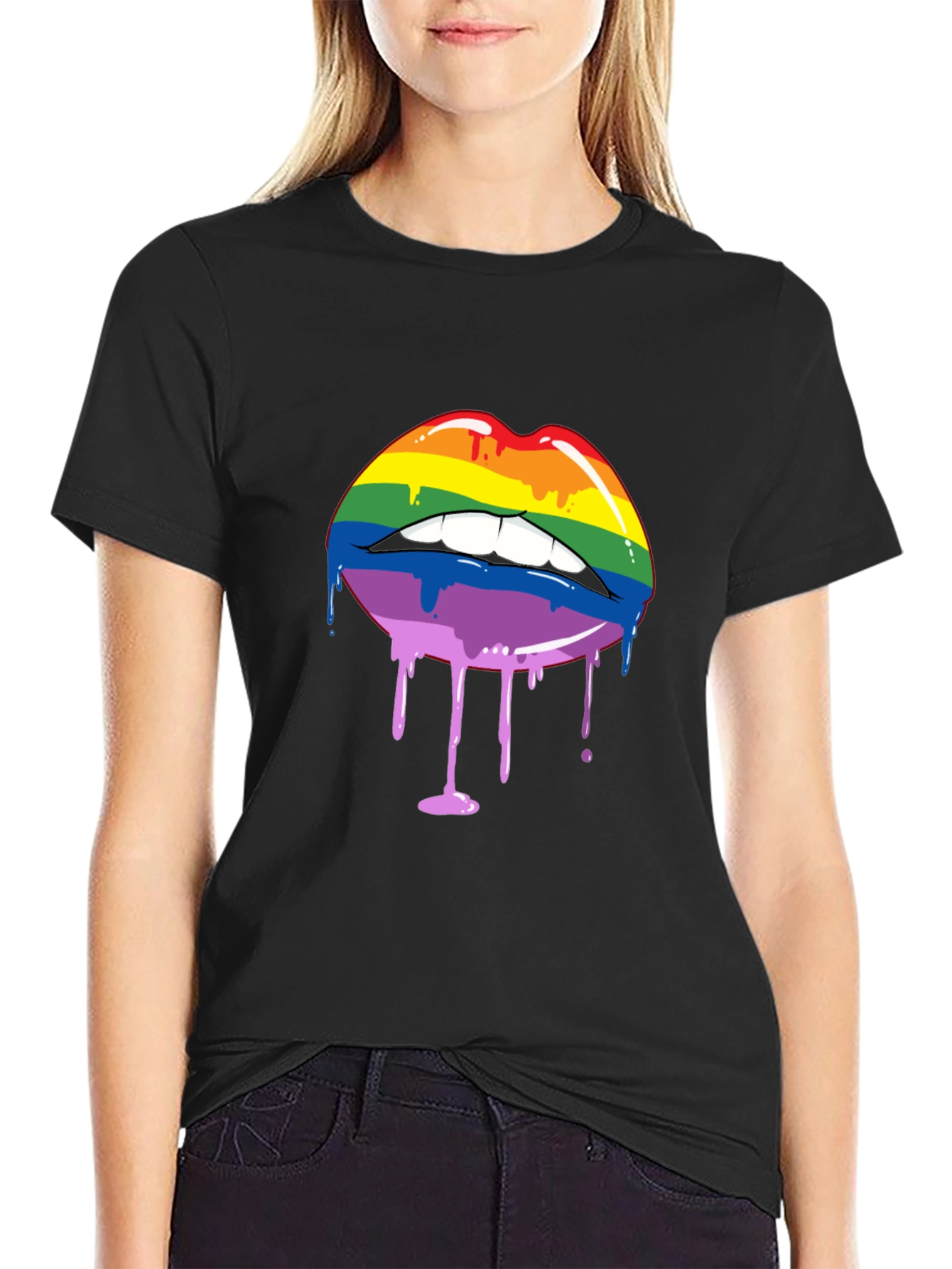 Rainbow Lips Drip Graphic Tee - Pride Shirt