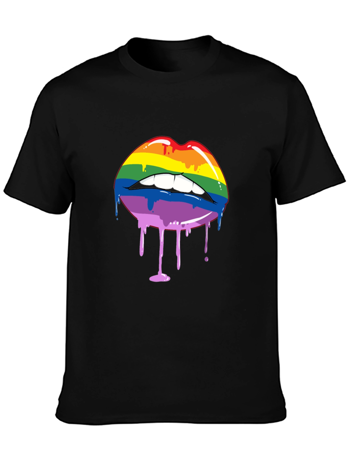 Rainbow Lips Drip Graphic Tee - Pride Shirt
