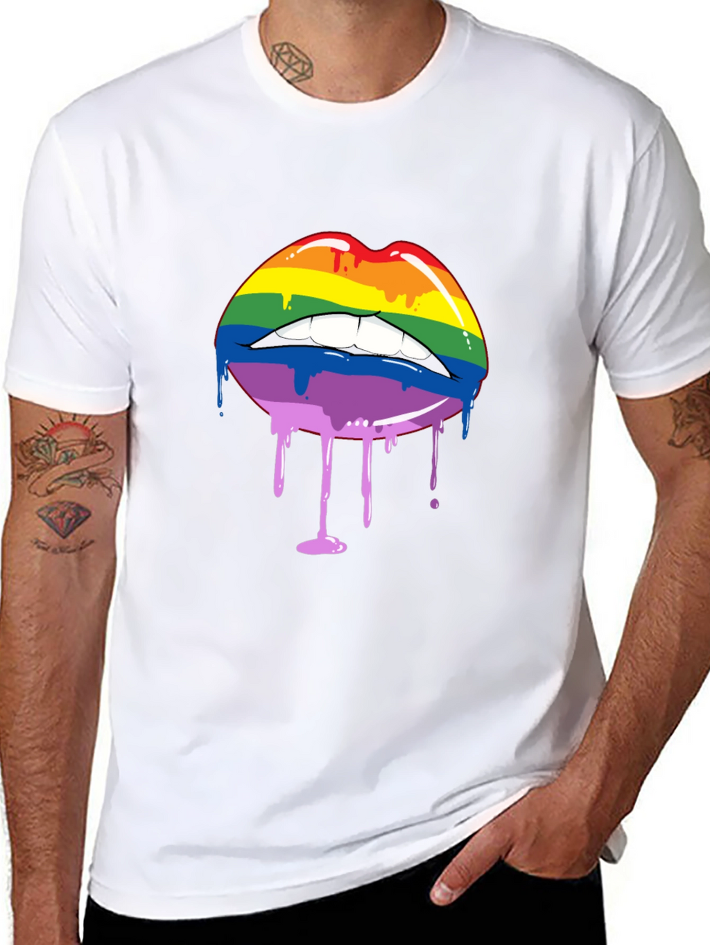 Rainbow Lips Drip Graphic Tee - Pride Shirt