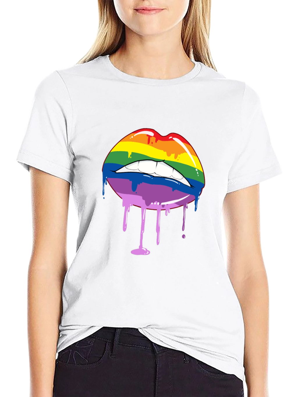 Rainbow Lips Drip Graphic Tee - Pride Shirt