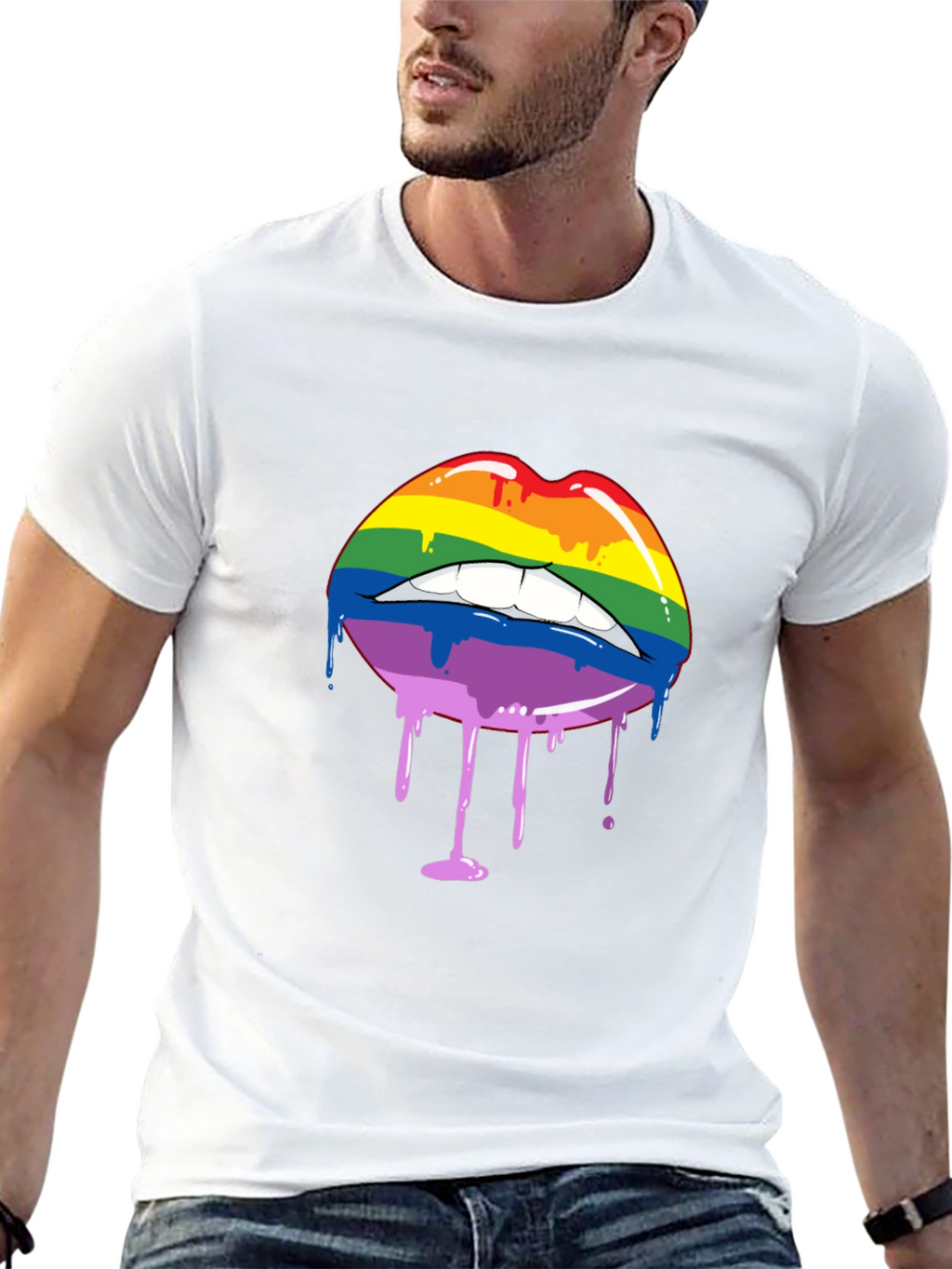 Rainbow Lips Drip Graphic Tee - Pride Shirt
