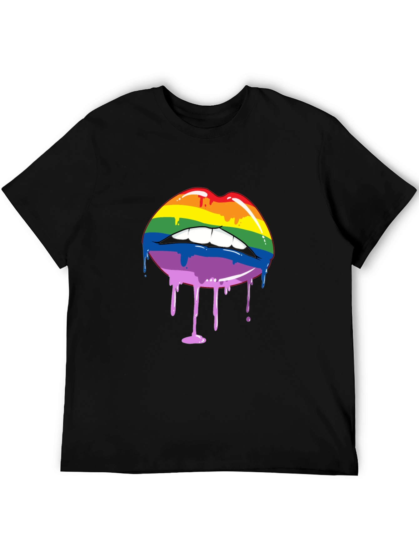 Rainbow Lips Drip Graphic Tee - Pride Shirt