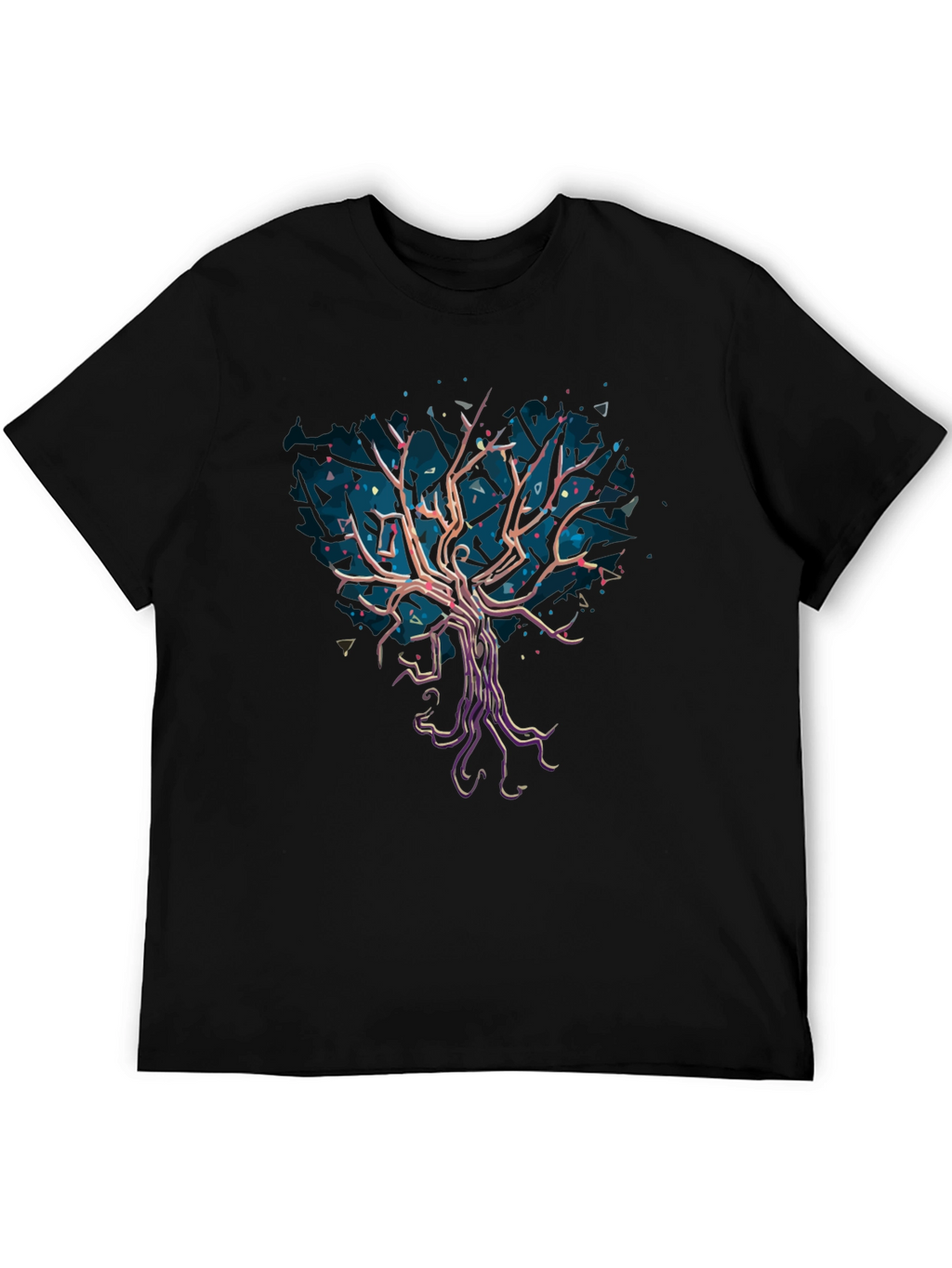 Abstract Tree Graphic Tee - Stylish Mens Black T-Shirt