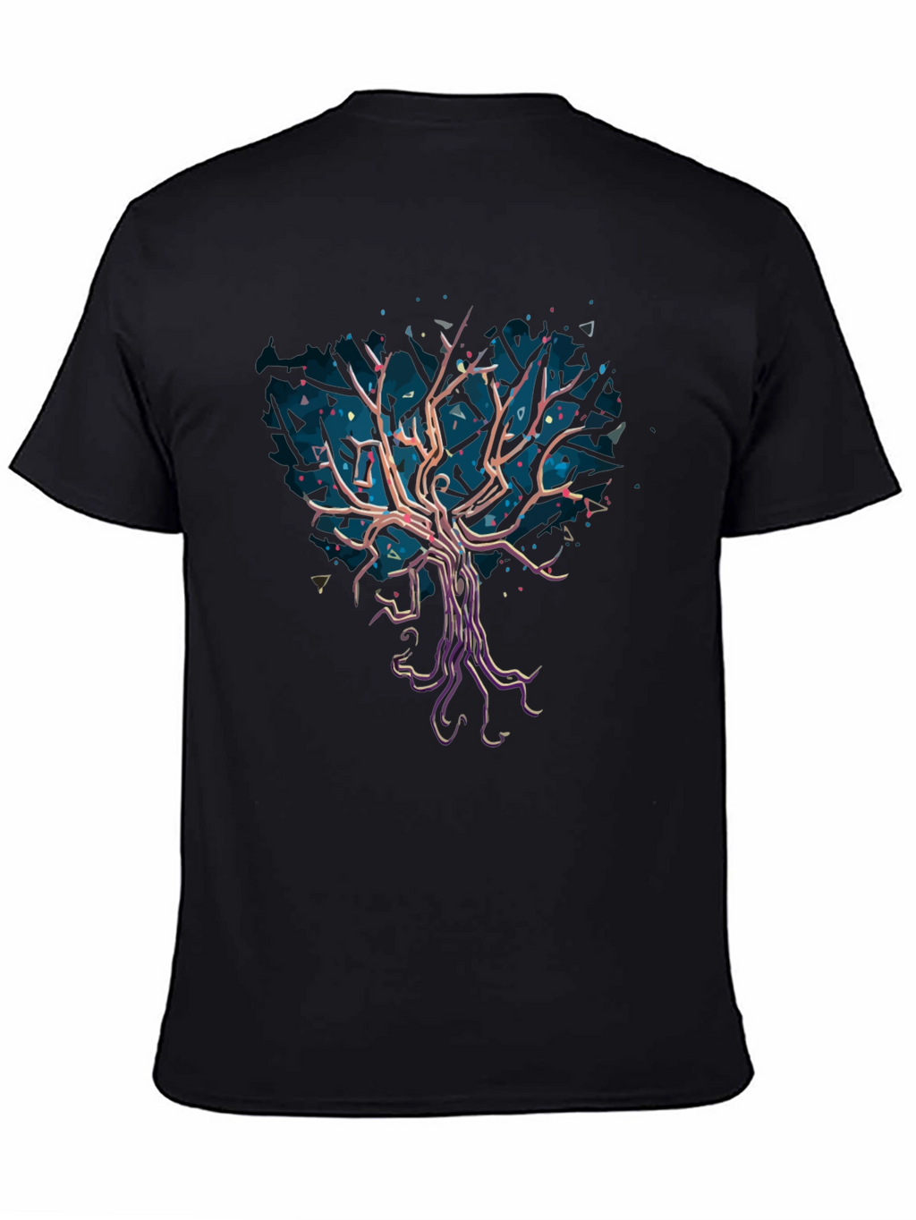 Abstract Tree Graphic Tee - Stylish Mens Black T-Shirt
