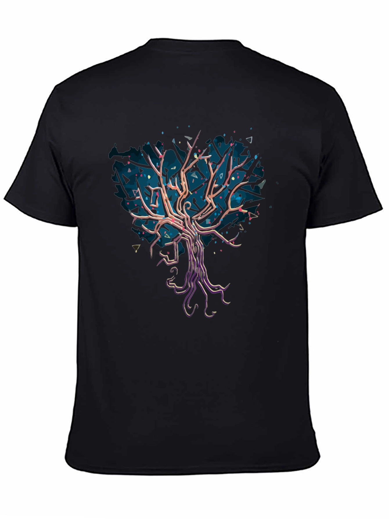 Abstract Tree Graphic Tee - Stylish Mens Black T-Shirt