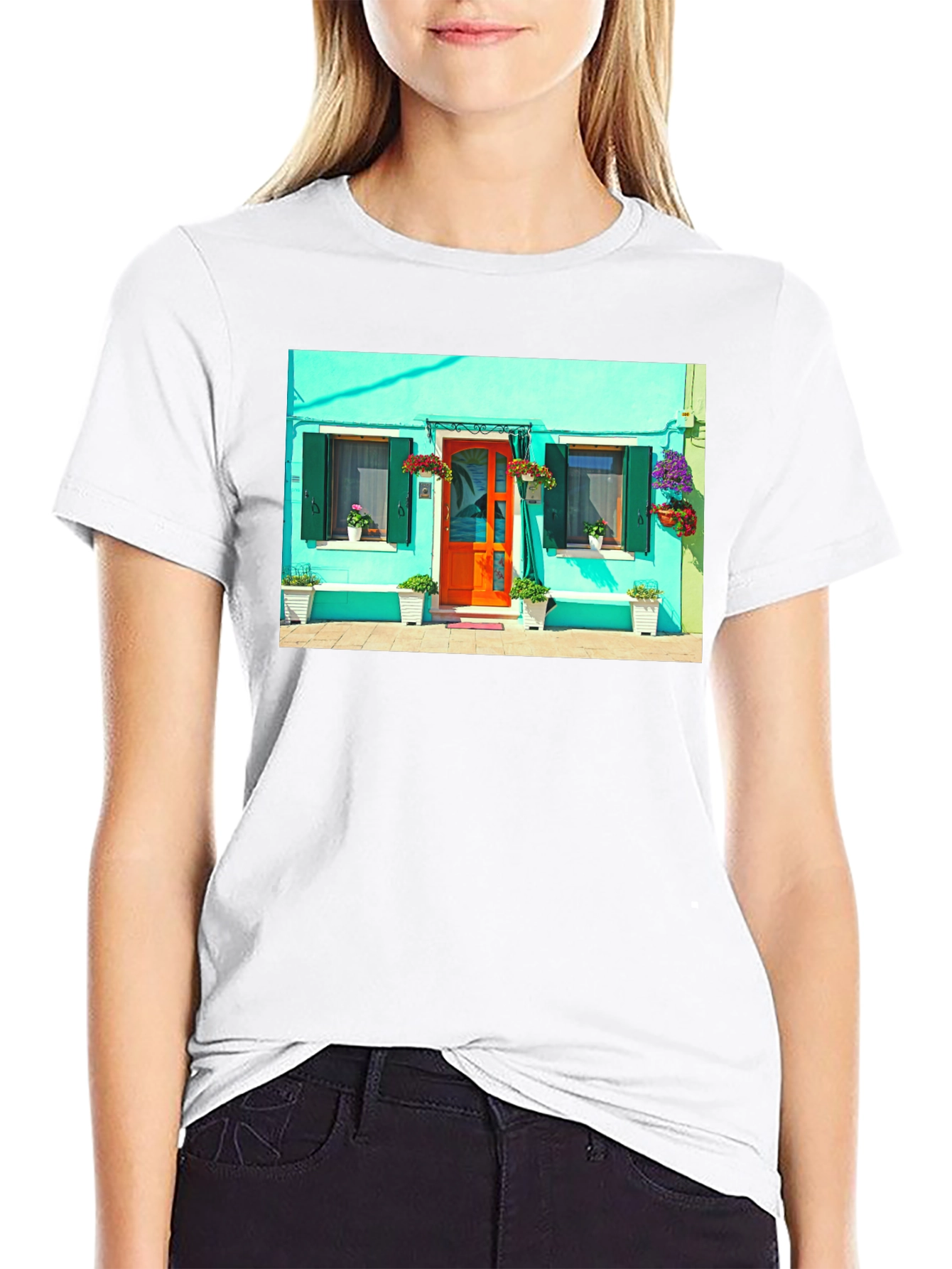 Colorful House Graphic T-Shirt