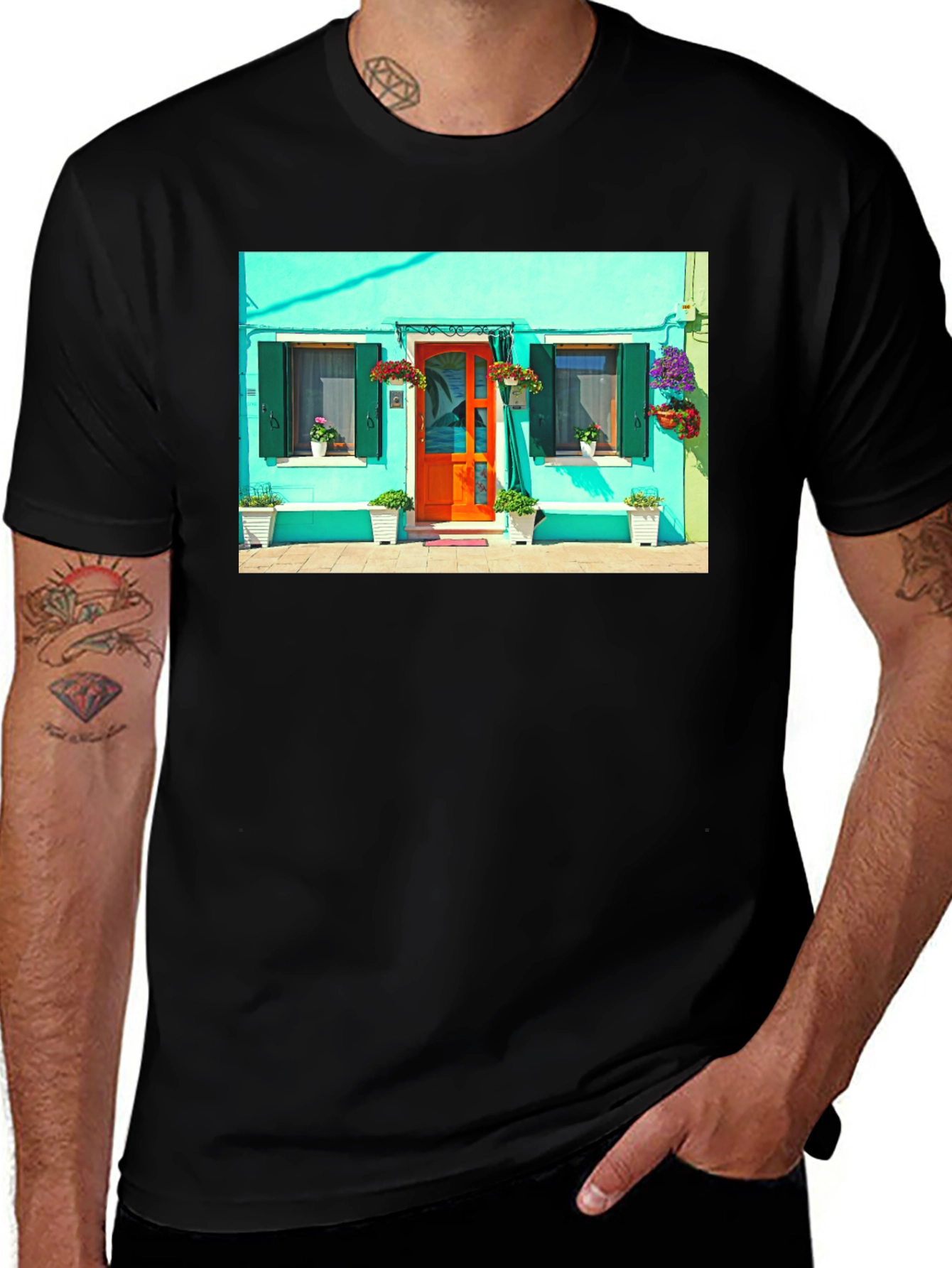 Colorful House Graphic T-Shirt