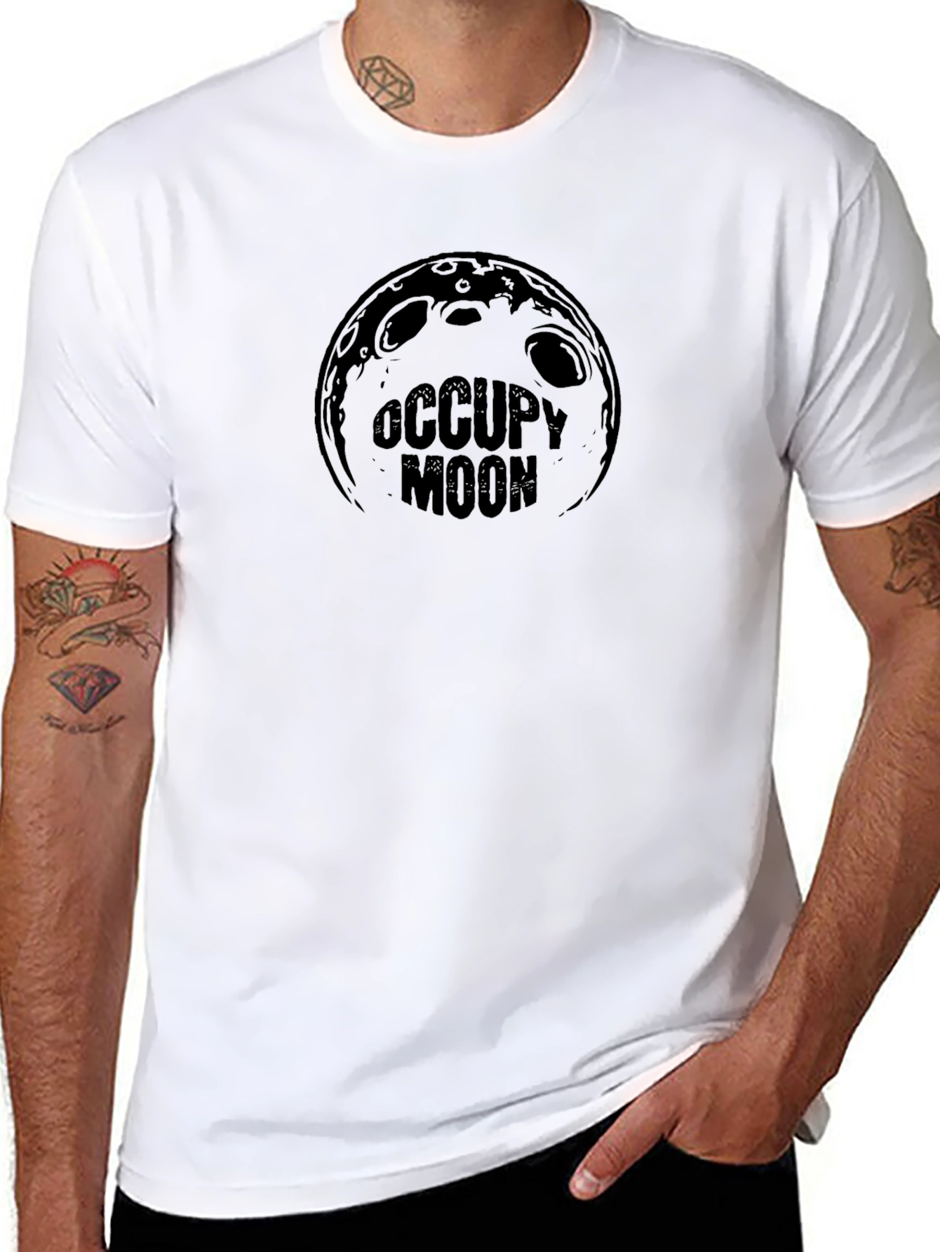Occupy Moon Graphic T-Shirt - Space Humor Tee
