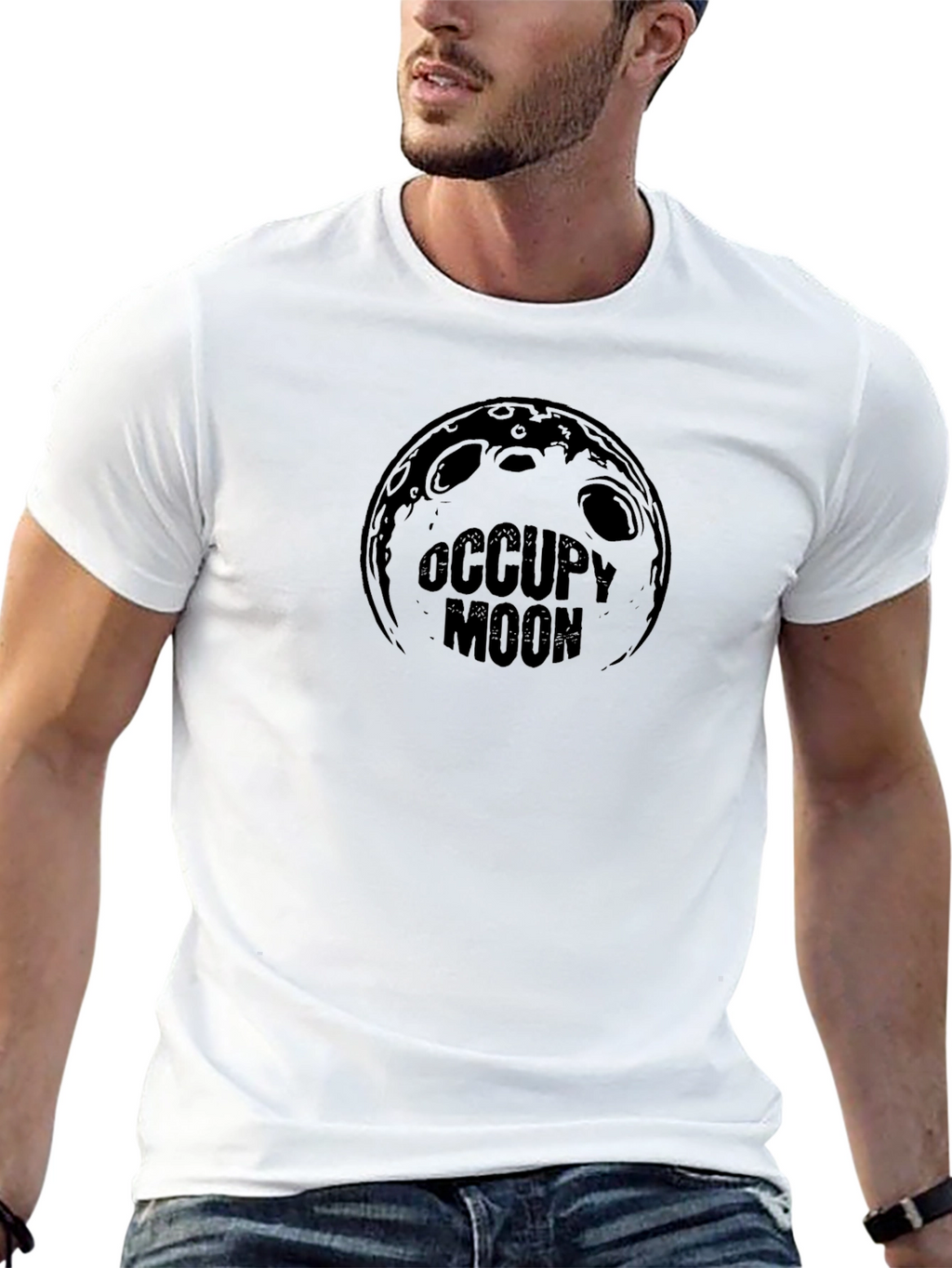 Occupy Moon Graphic T-Shirt - Space Humor Tee
