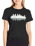 Cityscape Silhouette Graphic Tee - Black