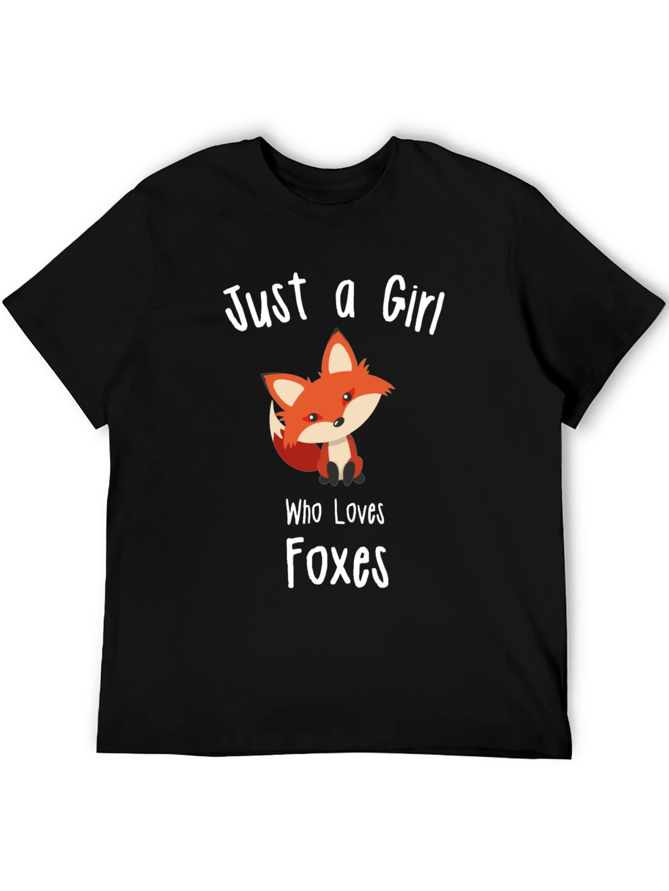 Just a Girl Who Loves Foxes Black T-Shirt